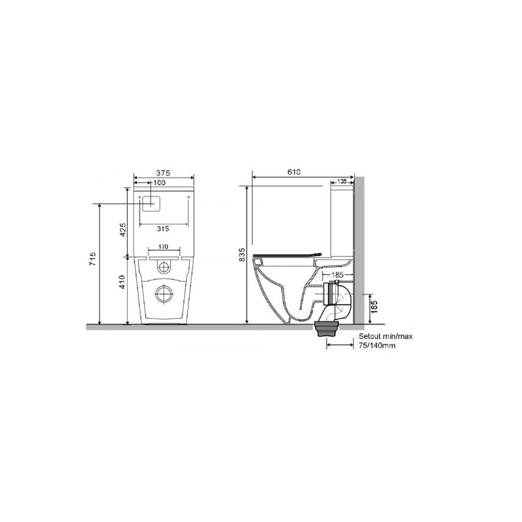 Luci2 Toilet Suite with Slim Seat Gloss White gallery detail image