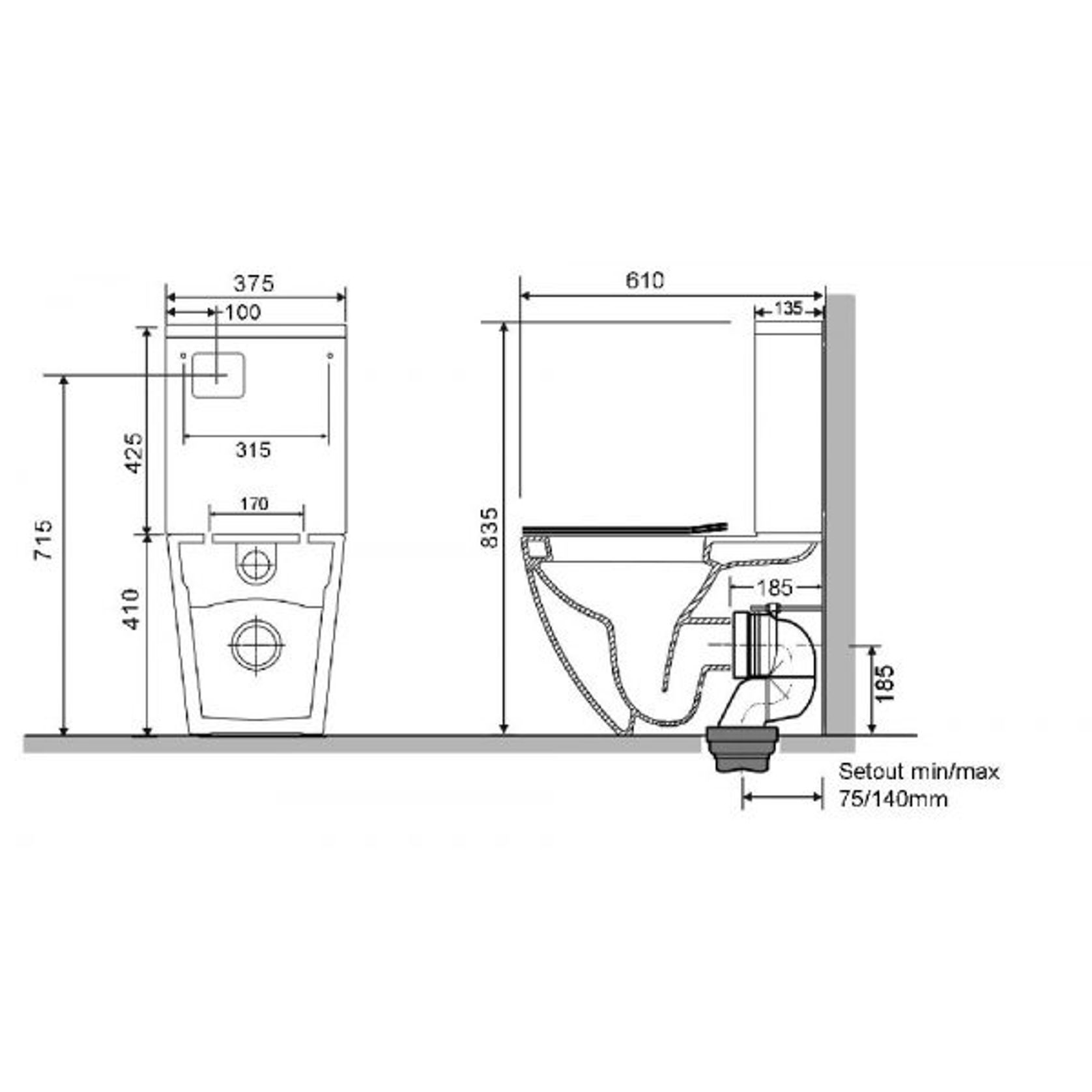 Luci2 Toilet Suite with Thick Seat Gloss White gallery detail image
