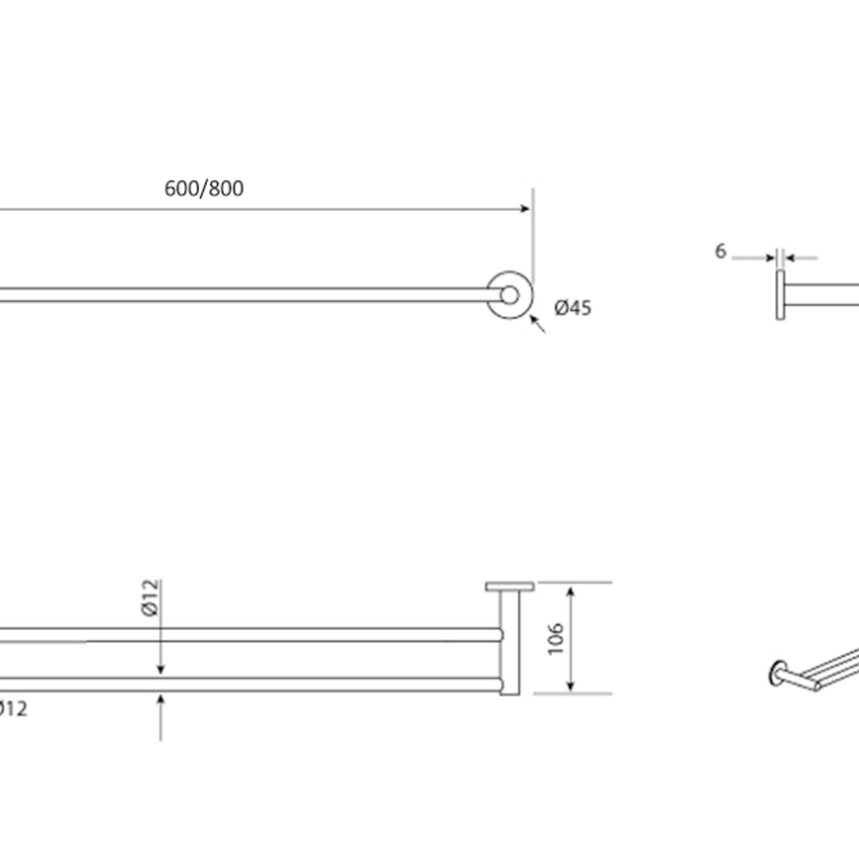 LVB Mica Double Towel Rail | 800mm gallery detail image