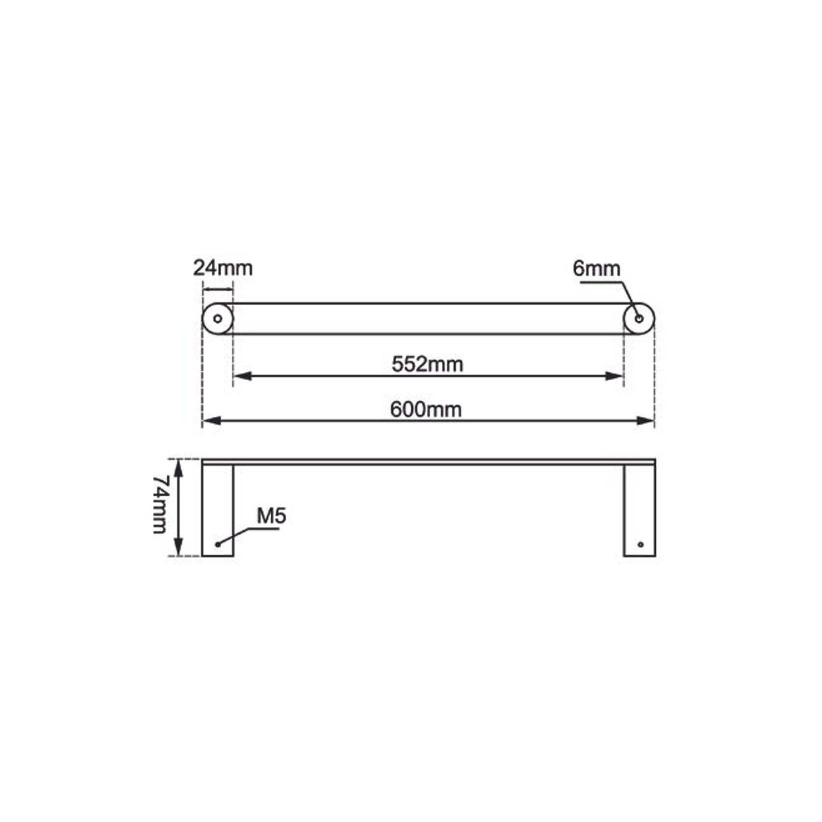 Rushy Single Towel Rail 600mm Gun Metal Grey gallery detail image