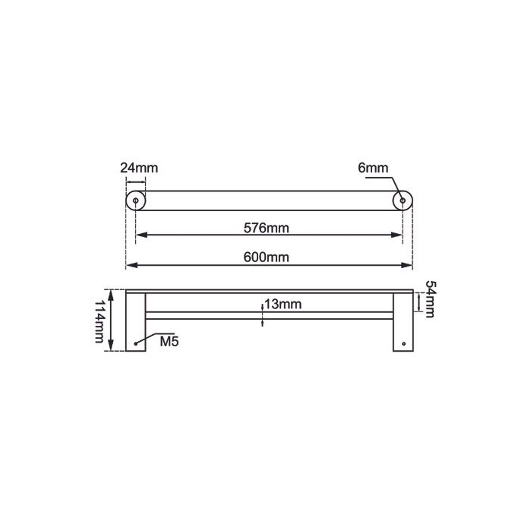 Rushy Double Towel Rail 600mm Matte Black gallery detail image