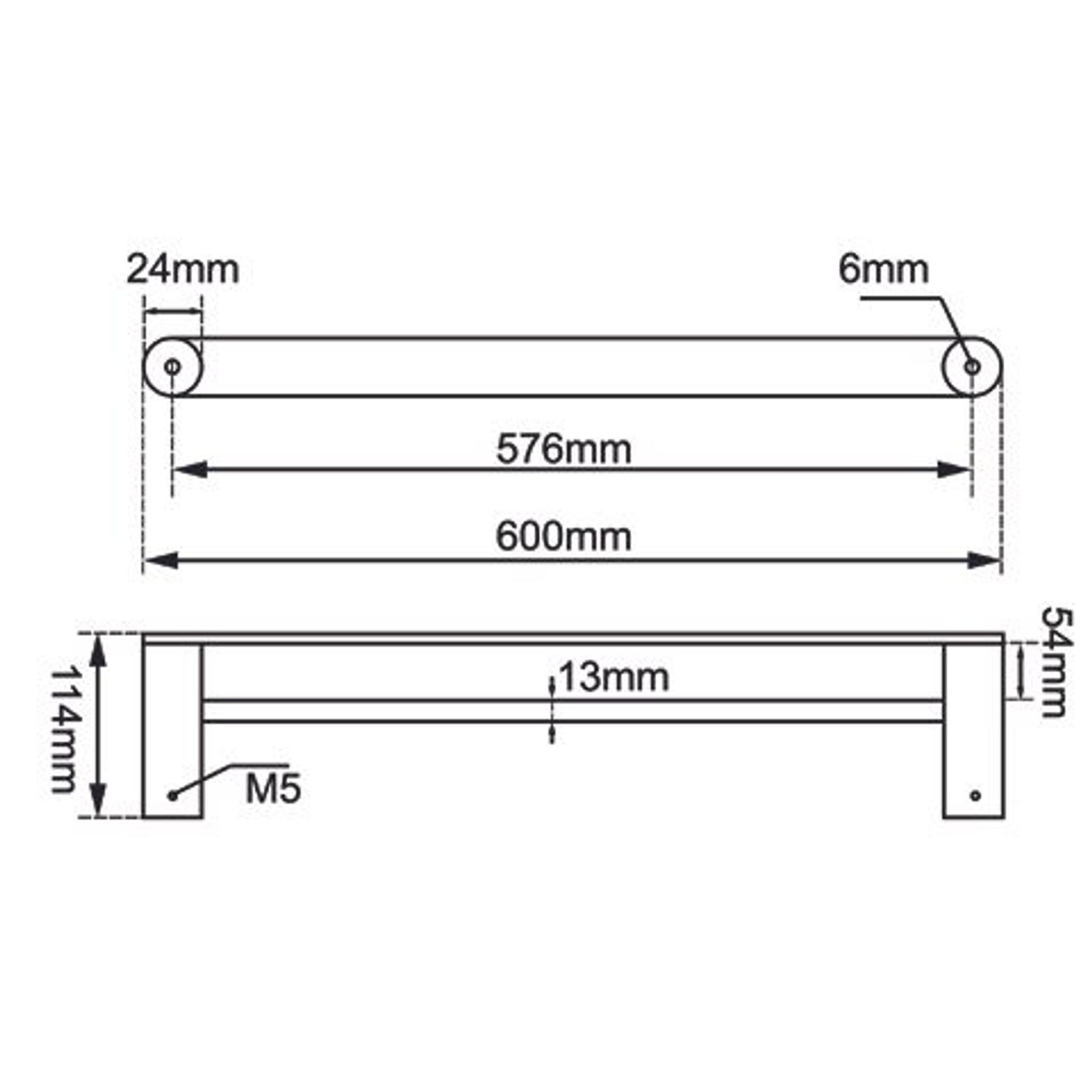 Rushy Double Towel Rail 600mm Matte Black gallery detail image