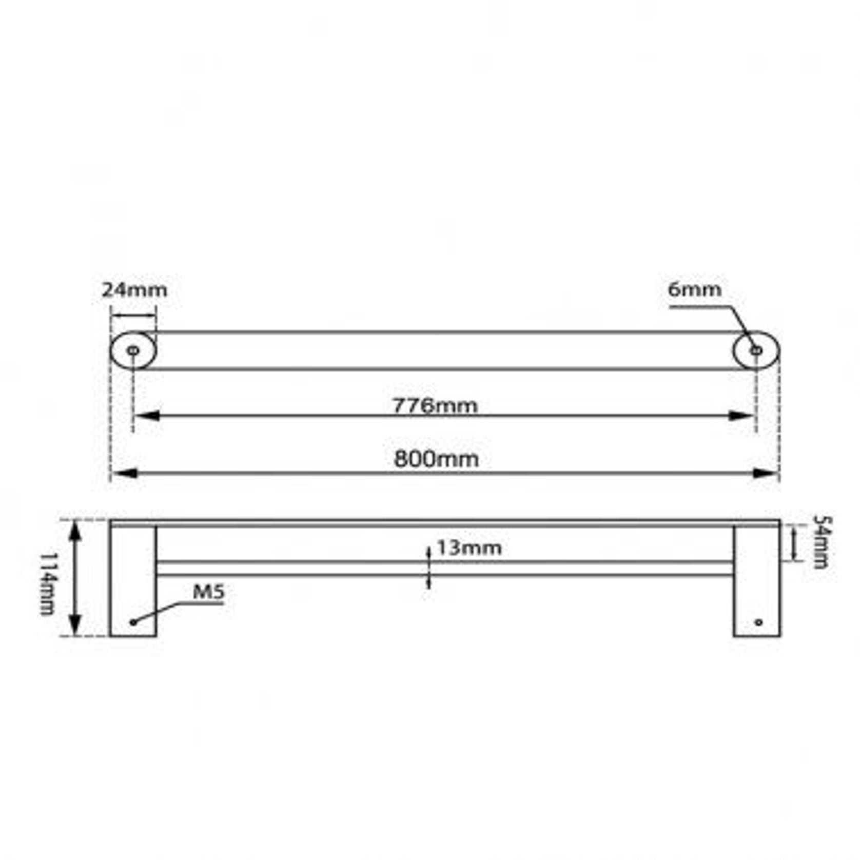Rushy Double Towel Rail 800mm Gun Metal Grey gallery detail image