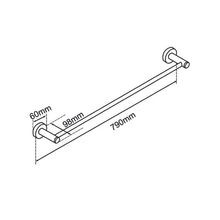Lucid Pin Single Towel Rail 800mm Brushed Brass gallery detail image