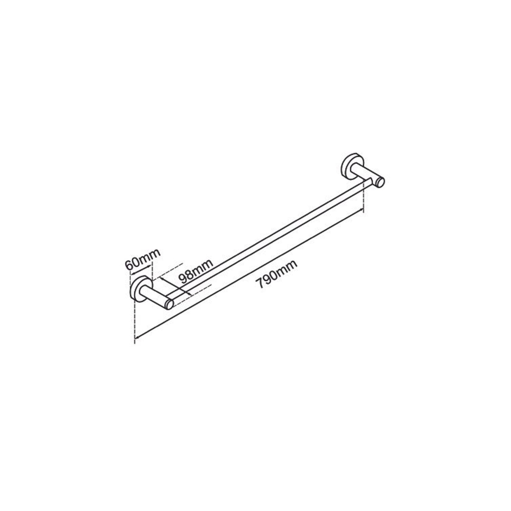 Lucid Pin Single Towel Rail 800mm Brushed Brass gallery detail image