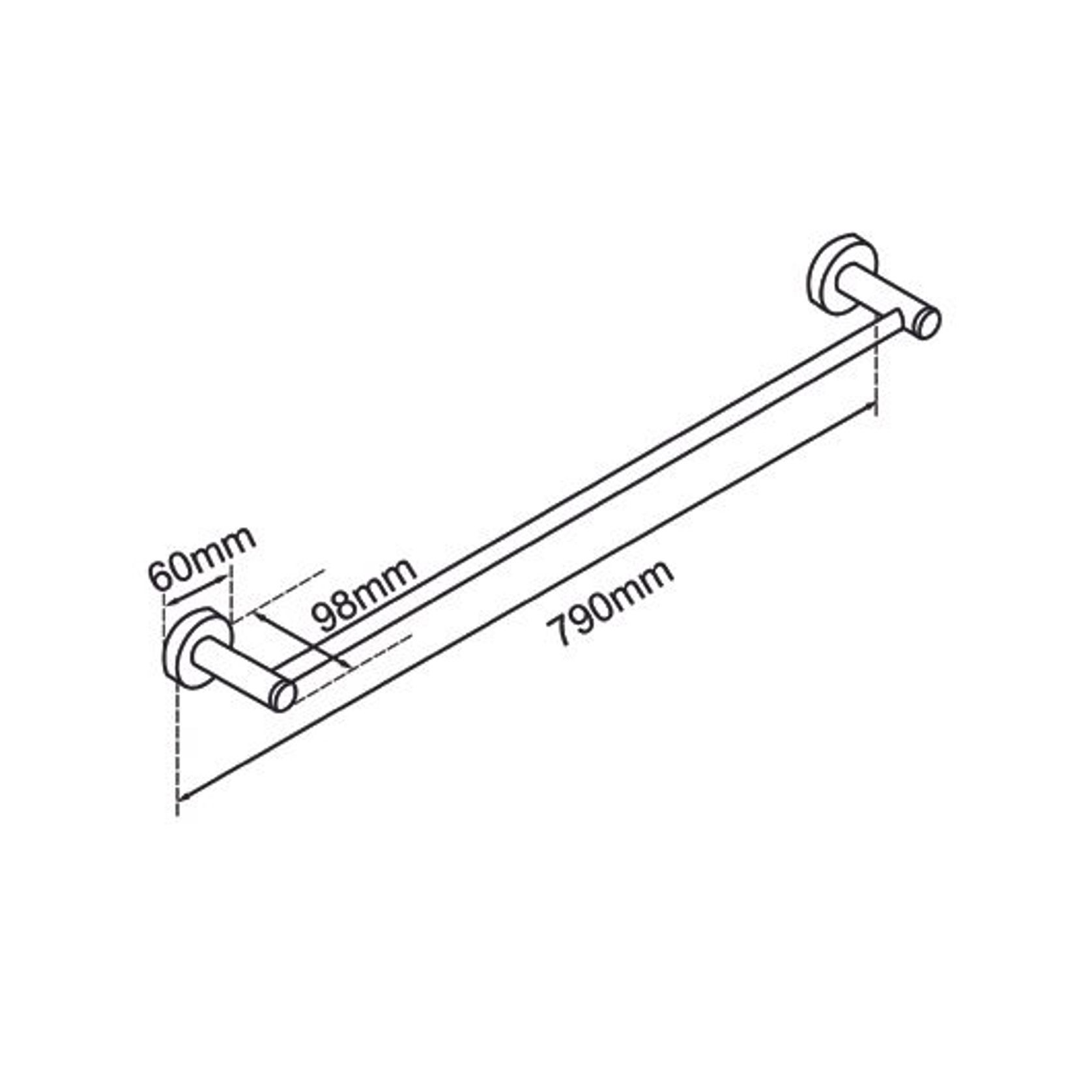 Lucid Pin Single Towel Rail 800mm Brushed Brass gallery detail image
