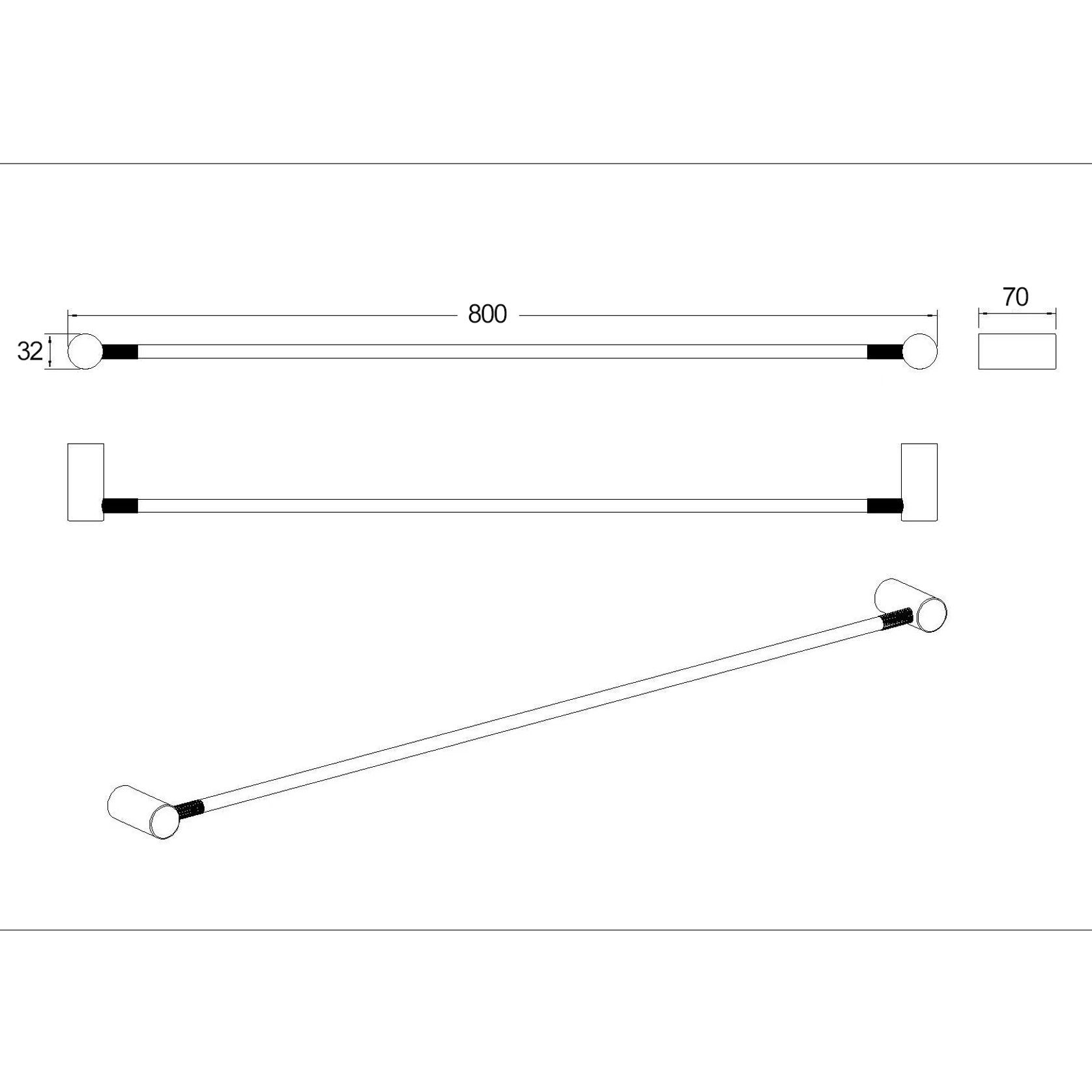 Caddence Single Towel Rail 800mm Brushed Brass gallery detail image