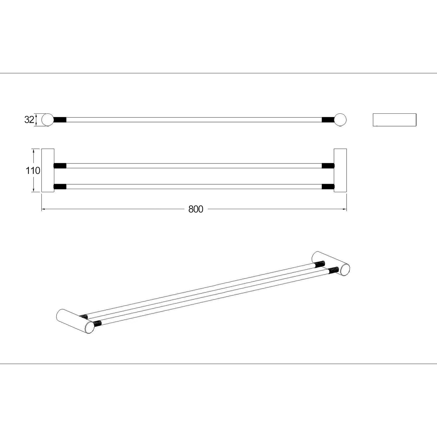 Caddence Double Towel Rail 800mm Gun Metal Grey gallery detail image
