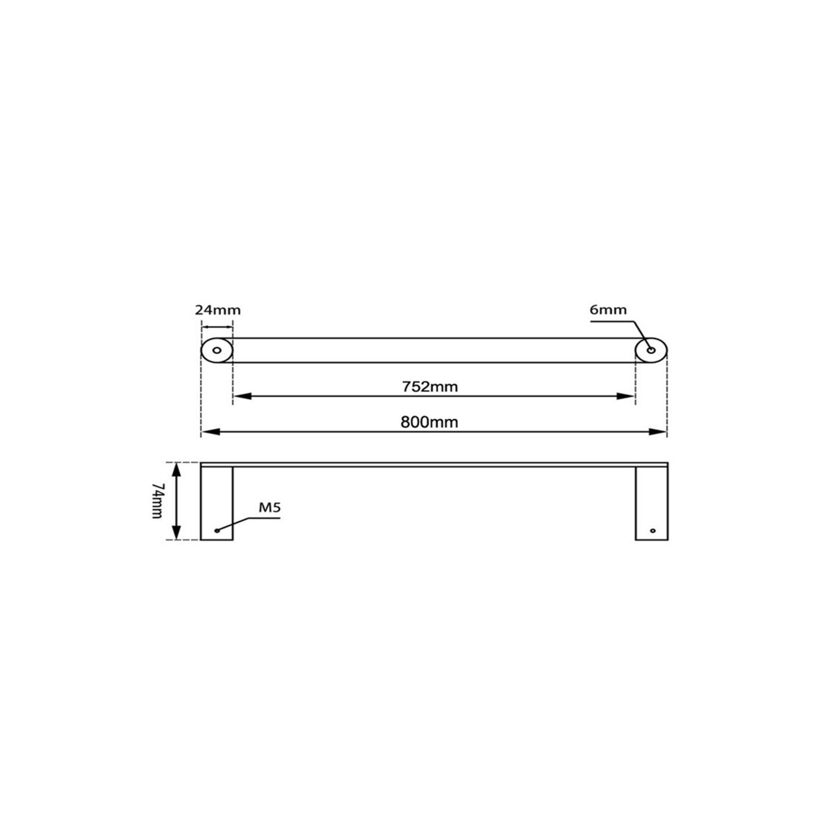 Rushy Single Towel Rail 800mm Chrome gallery detail image