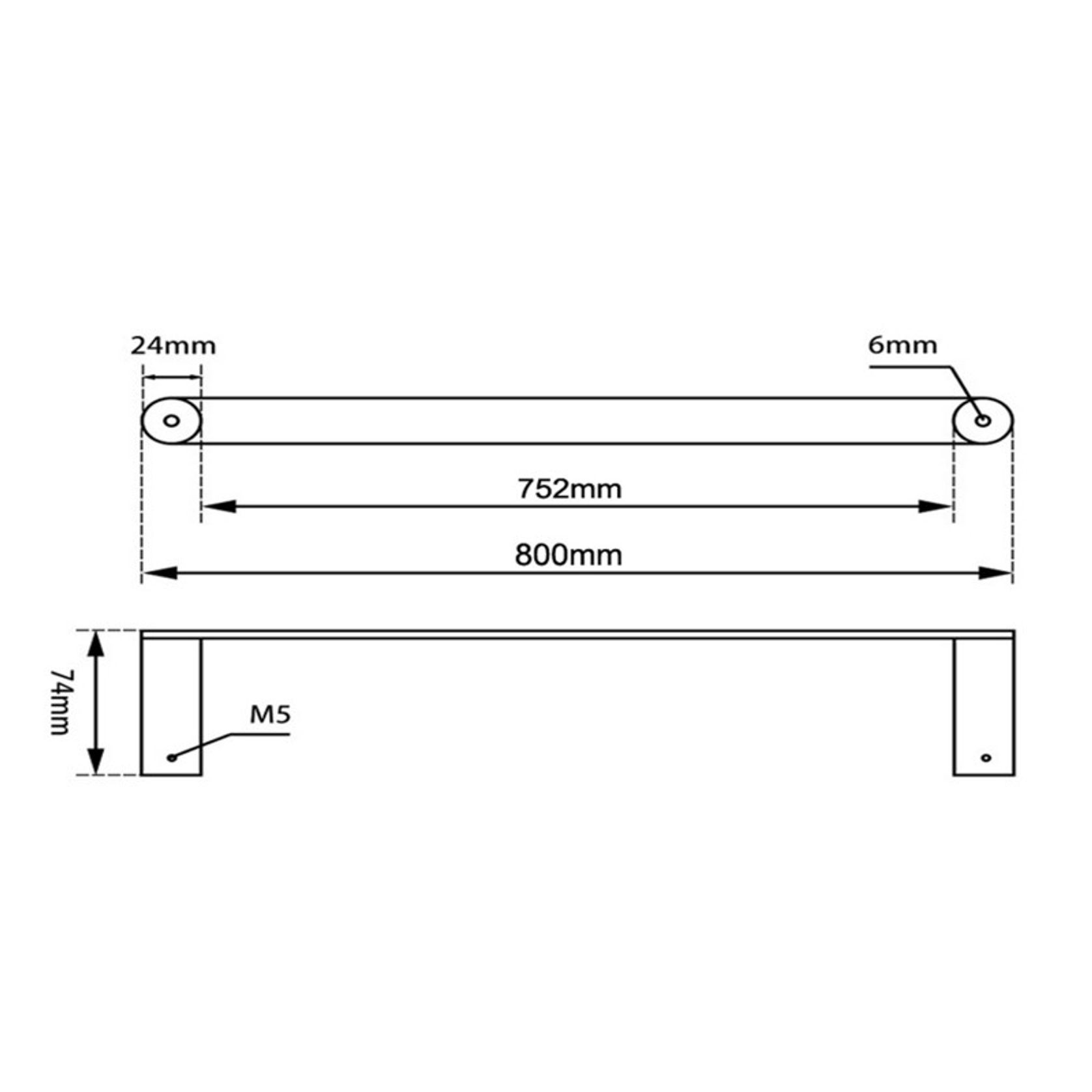Rushy Single Towel Rail 800mm Brushed Brass gallery detail image