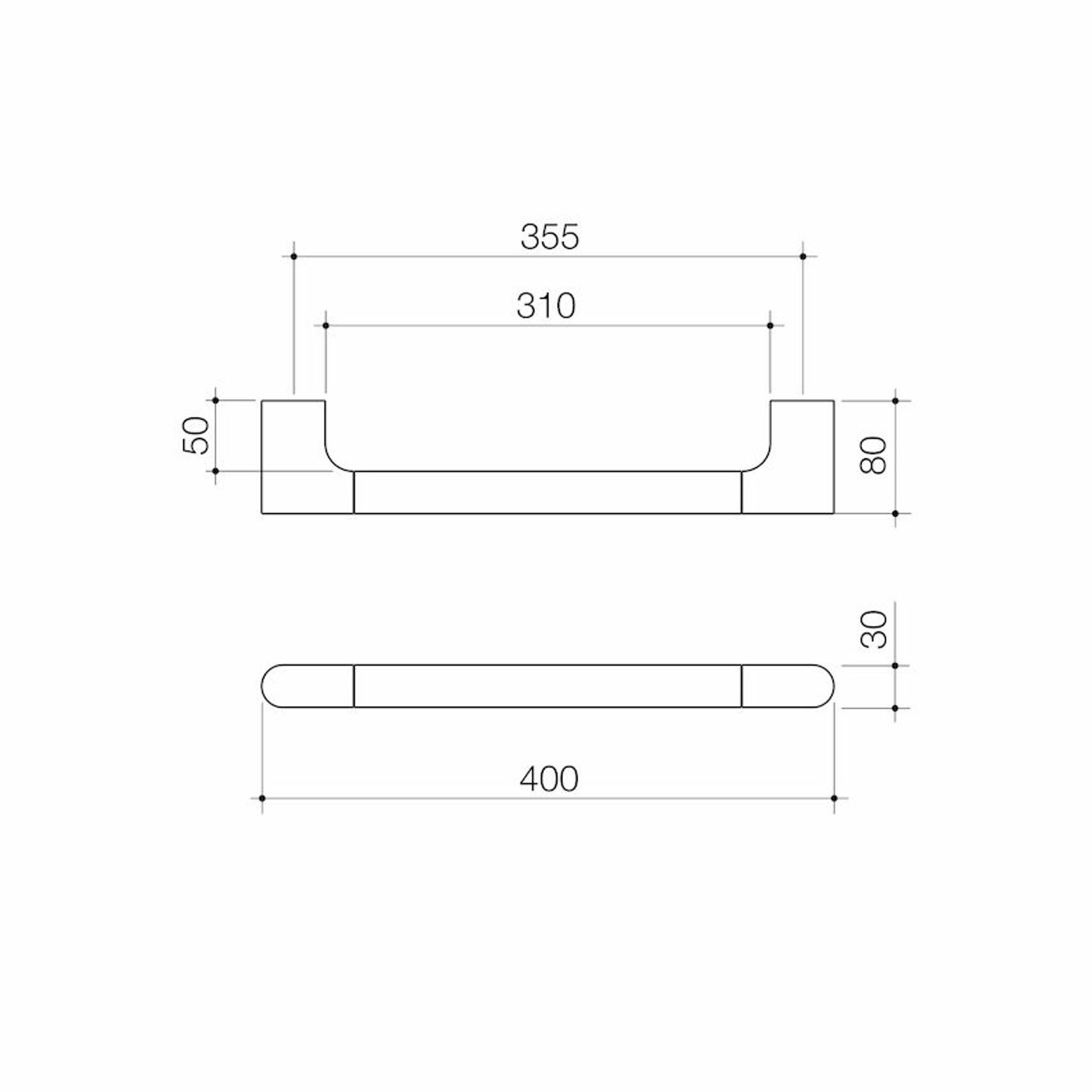 Urbane II Universal Rail Straight 400mm - Brushed Brass gallery detail image