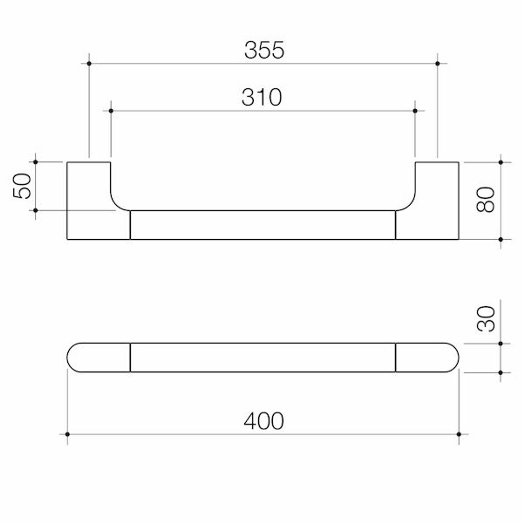 Urbane II Universal Rail Straight 400mm - Brushed Brass gallery detail image