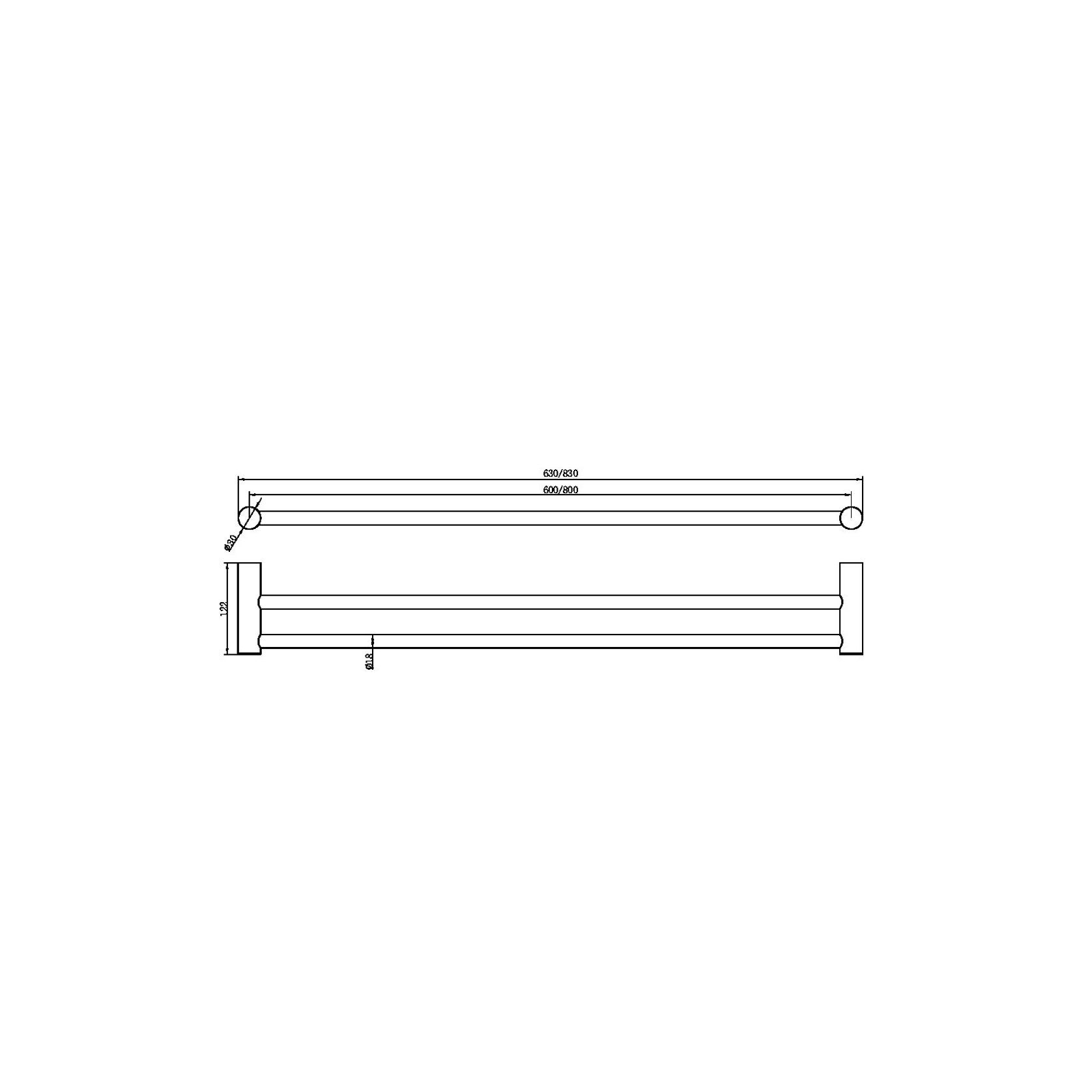 Zen SS316L Double Towel Rail 600mm | Brushed Nickel gallery detail image