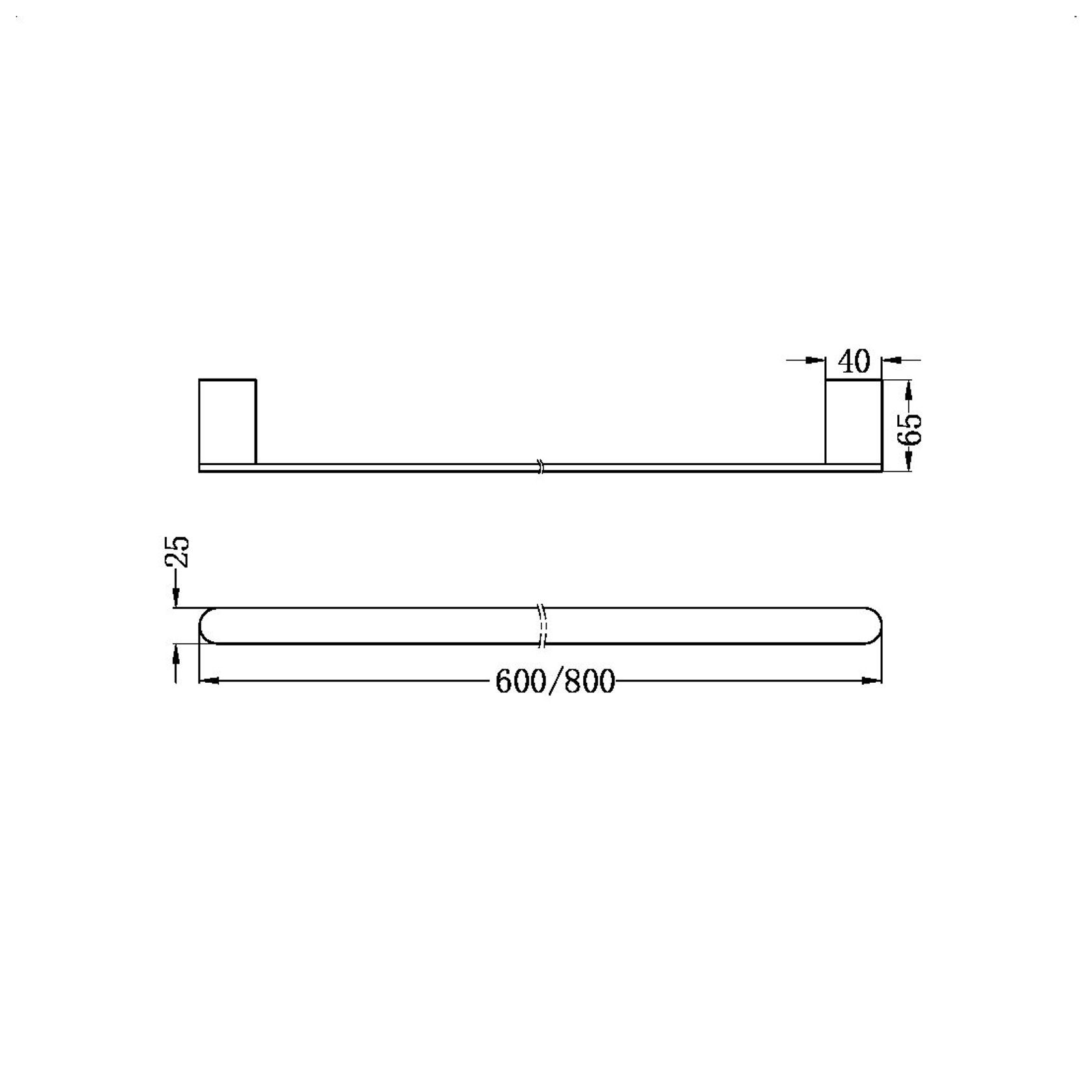 Bianca Single Towel Rail 800mm | Matte Black gallery detail image
