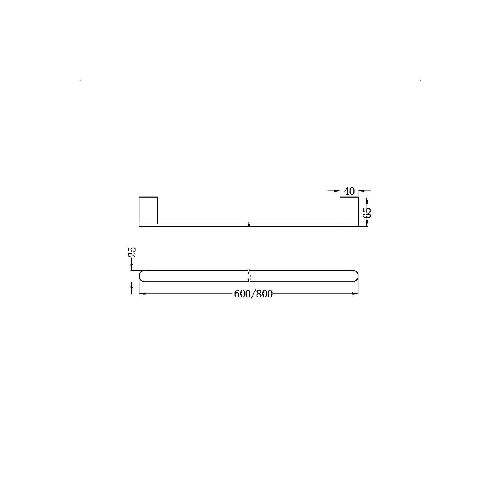 Bianca Single Towel Rail 600mm | Chrome gallery detail image