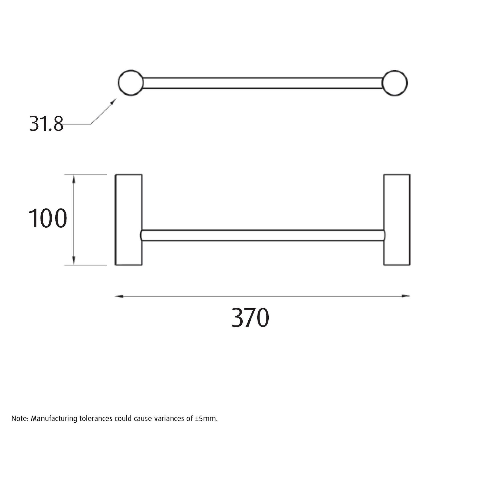 Single Towel Rail 370mm gallery detail image