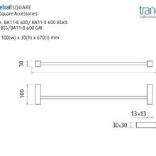 Single Towel Rail - 600mm gallery detail image