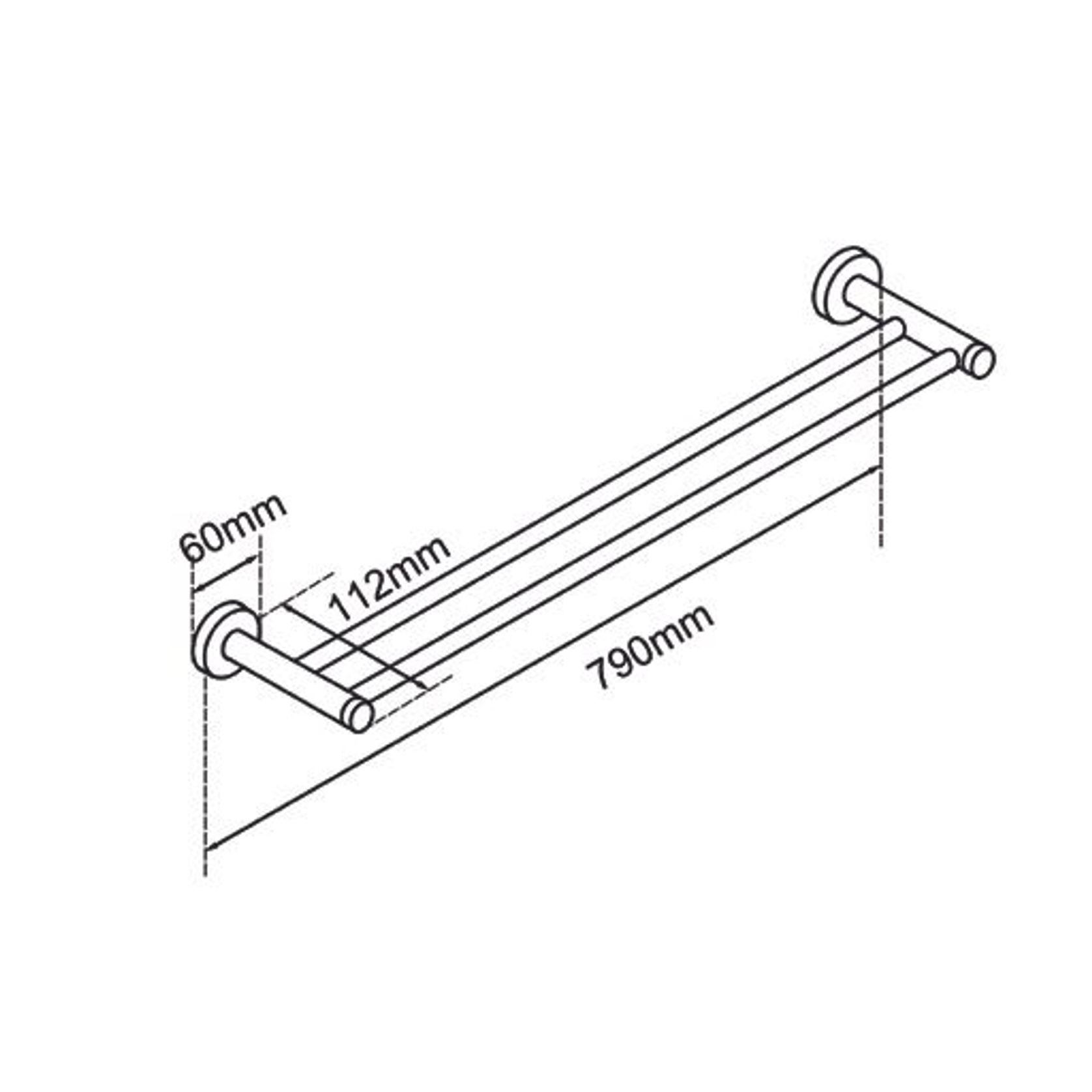 Lucid Pin Double Towel Rail 800mm Matte Black gallery detail image