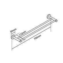 Lucid Pin Double Towel Rail 800mm Brushed Brass gallery detail image