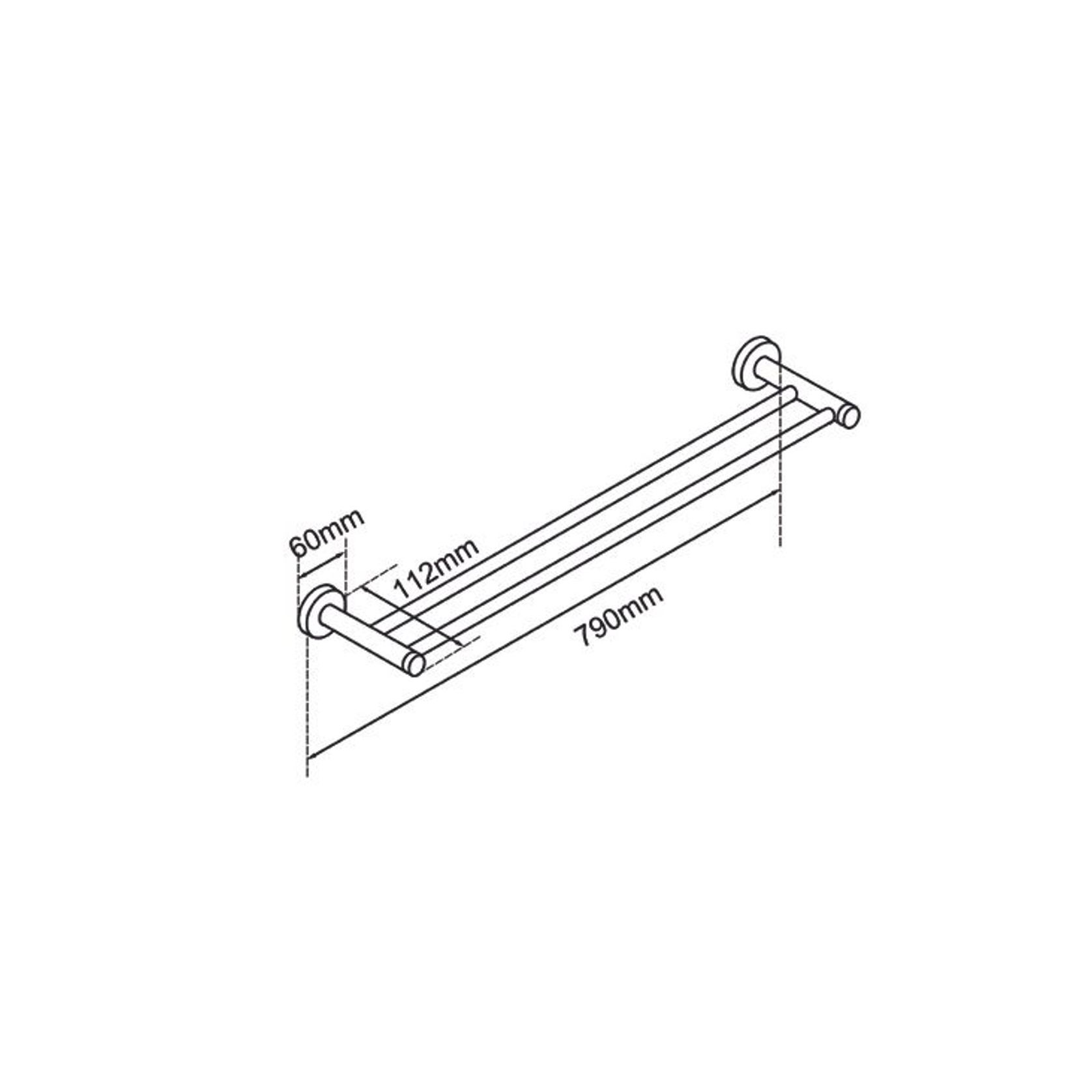 Lucid Pin Double Towel Rail 800mm Brushed Brass gallery detail image
