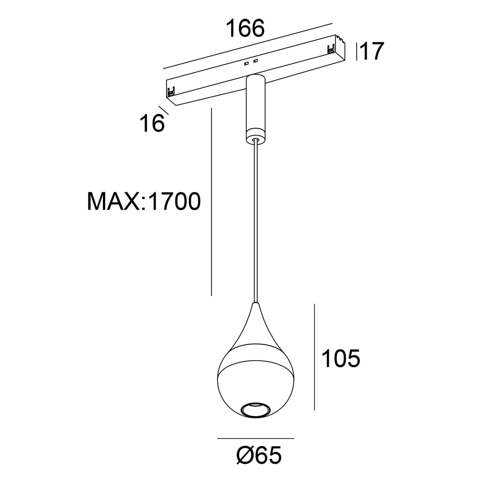 48VDC 8W Teardrop Pendant Track Light SLTR0212 gallery detail image