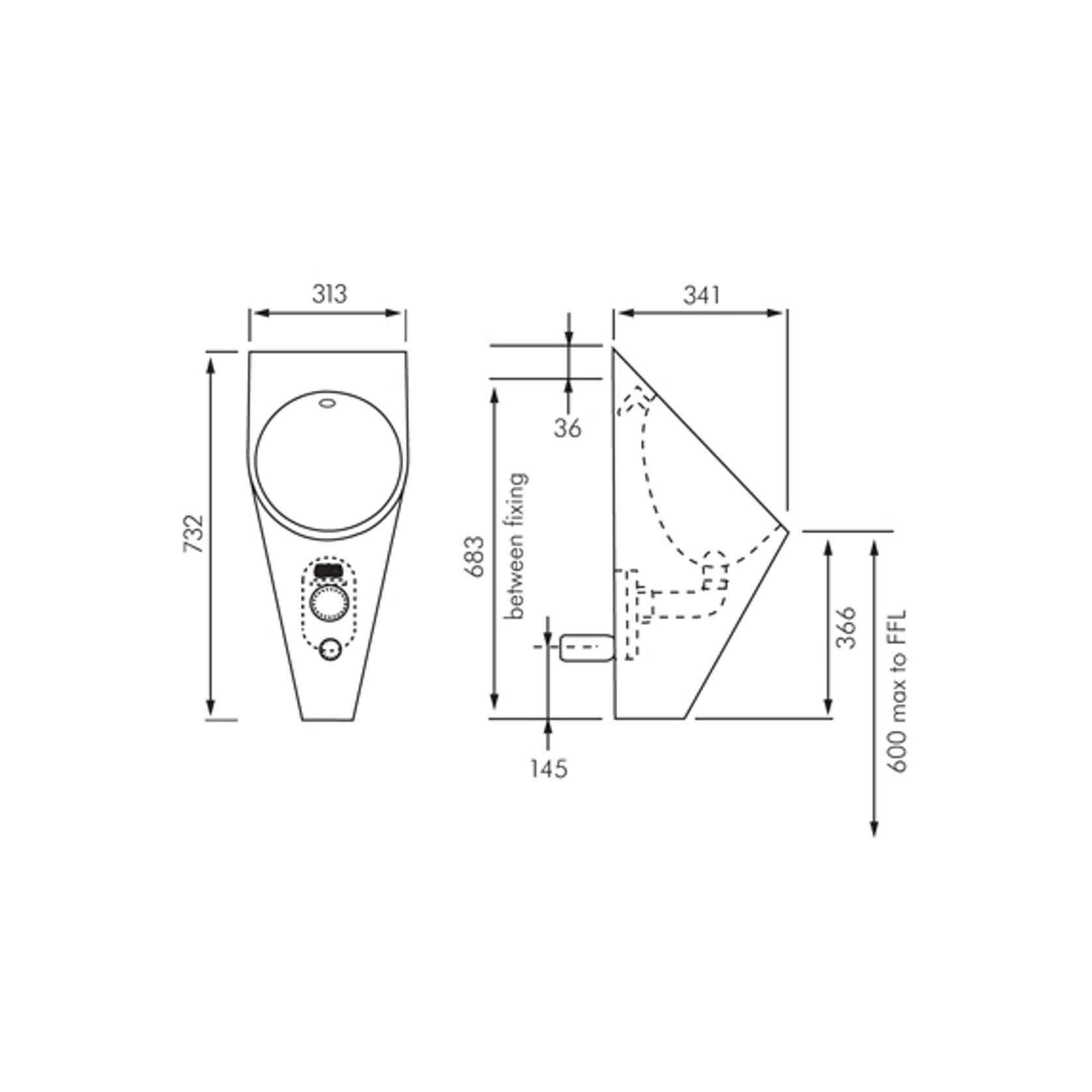 KWC Franke Stainless Steel Pod Urinal gallery detail image