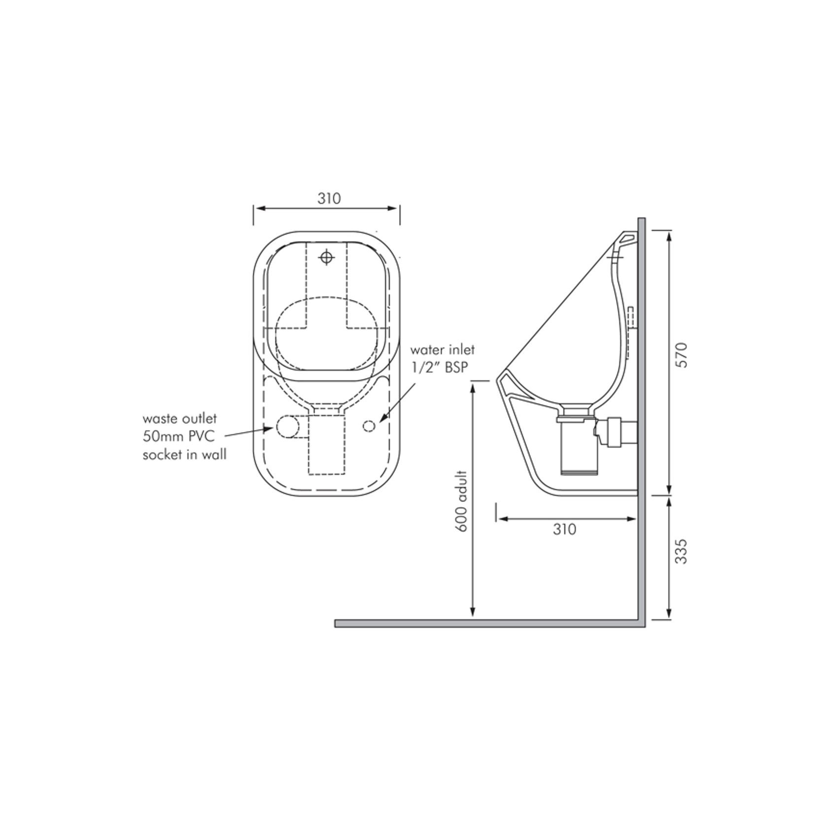 RAK Series Wall Hung Urinal gallery detail image