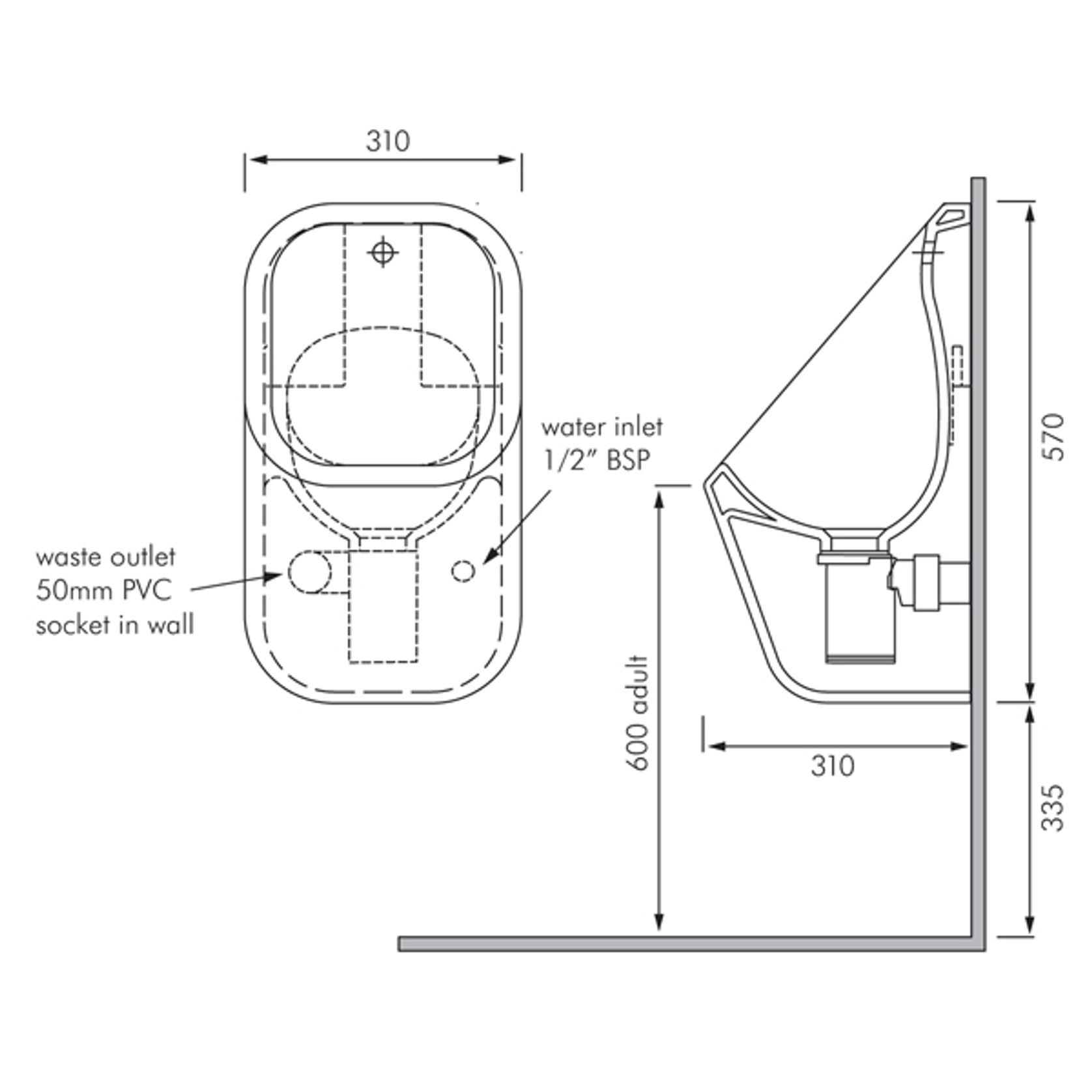 RAK Series Wall Hung Urinal gallery detail image