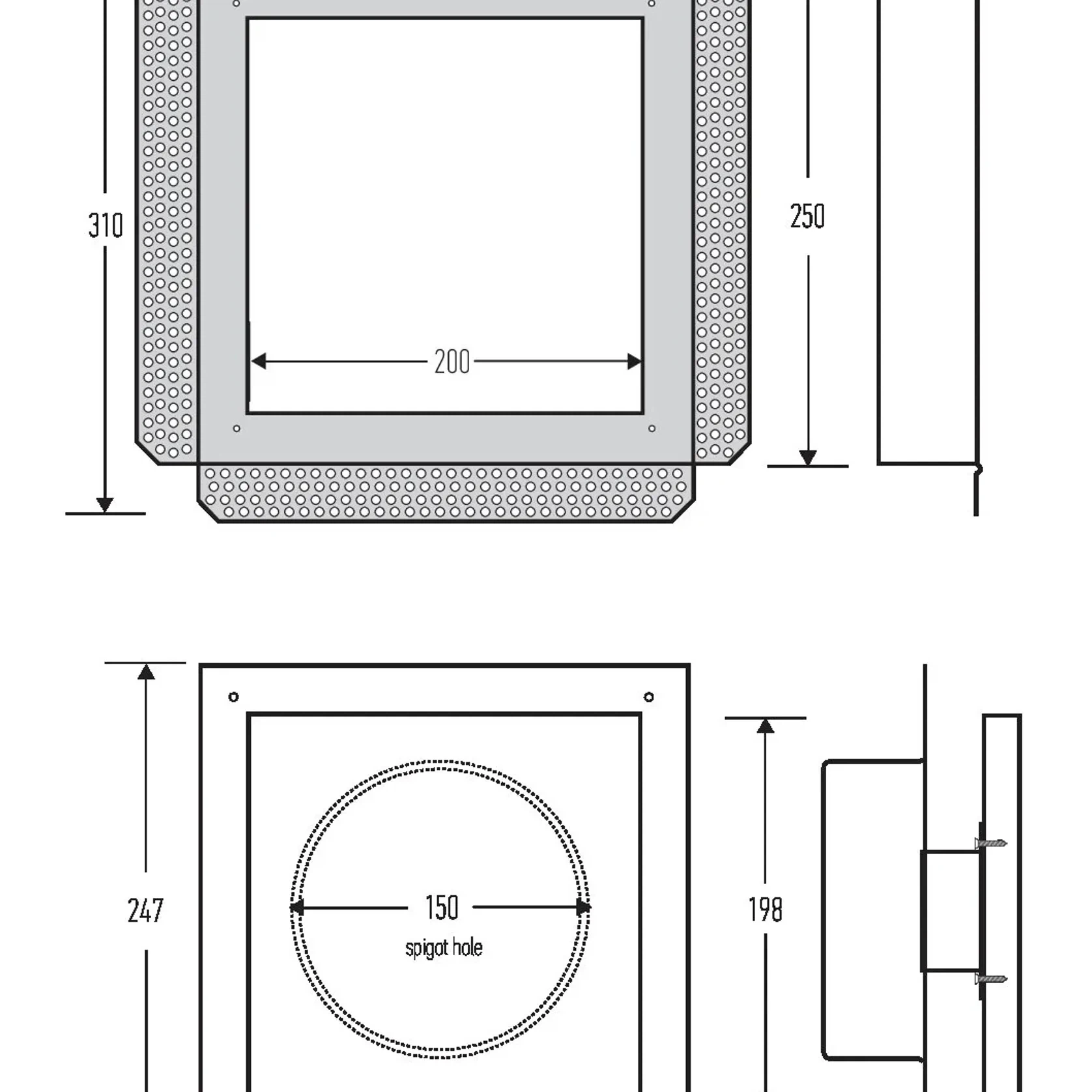 HB1010 / 250 Square Frameless Extraction Grill gallery detail image