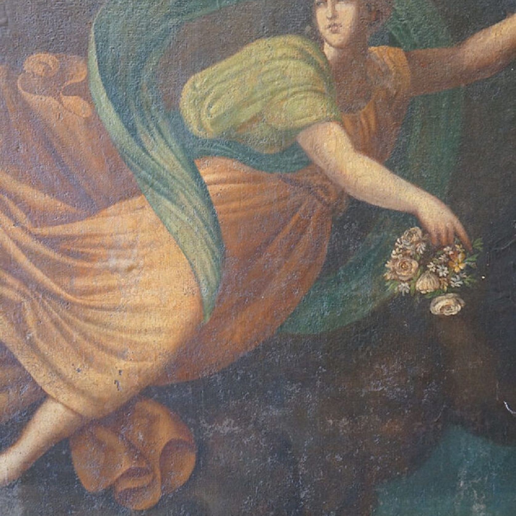 Large Italian Antique Oil Painting of Aurora & Apollo gallery detail image
