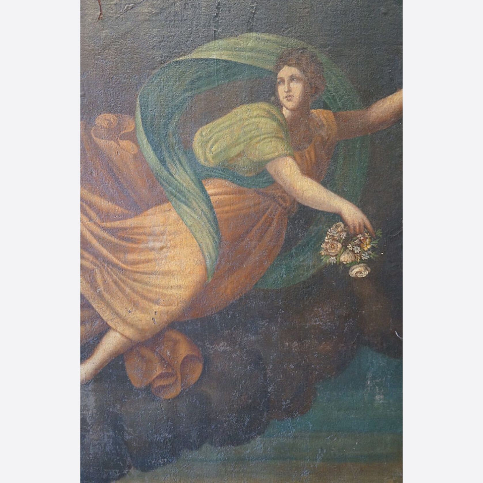 Large Italian Antique Oil Painting of Aurora & Apollo gallery detail image