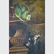 Large French Antique Oil Painting of Birds gallery detail image