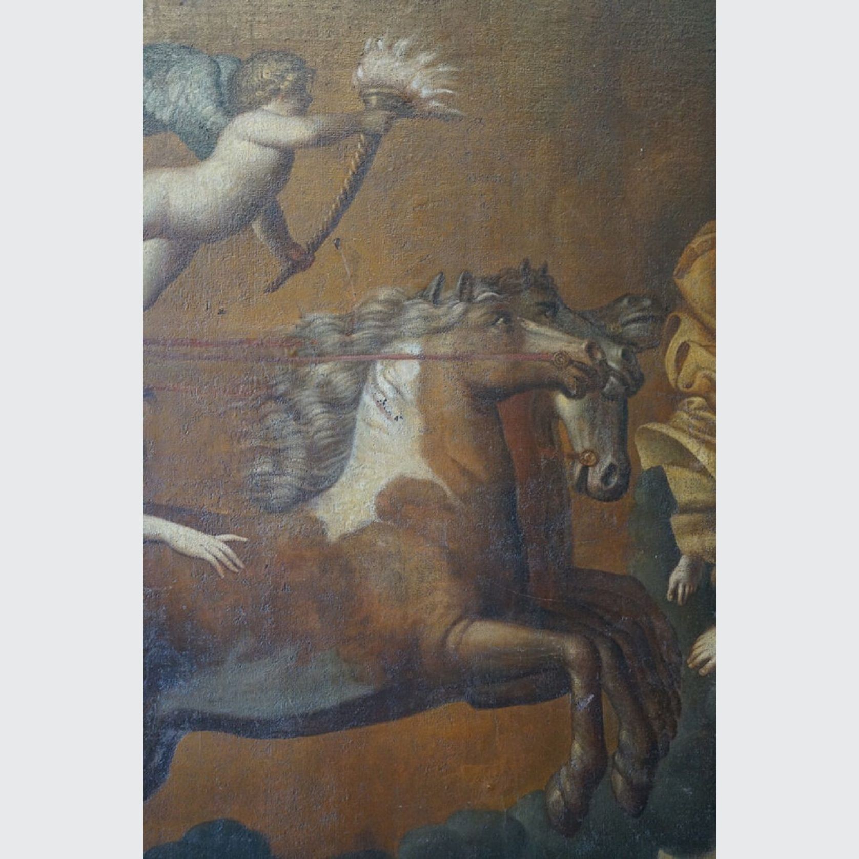 Large Italian Antique Oil Painting of Aurora & Apollo gallery detail image
