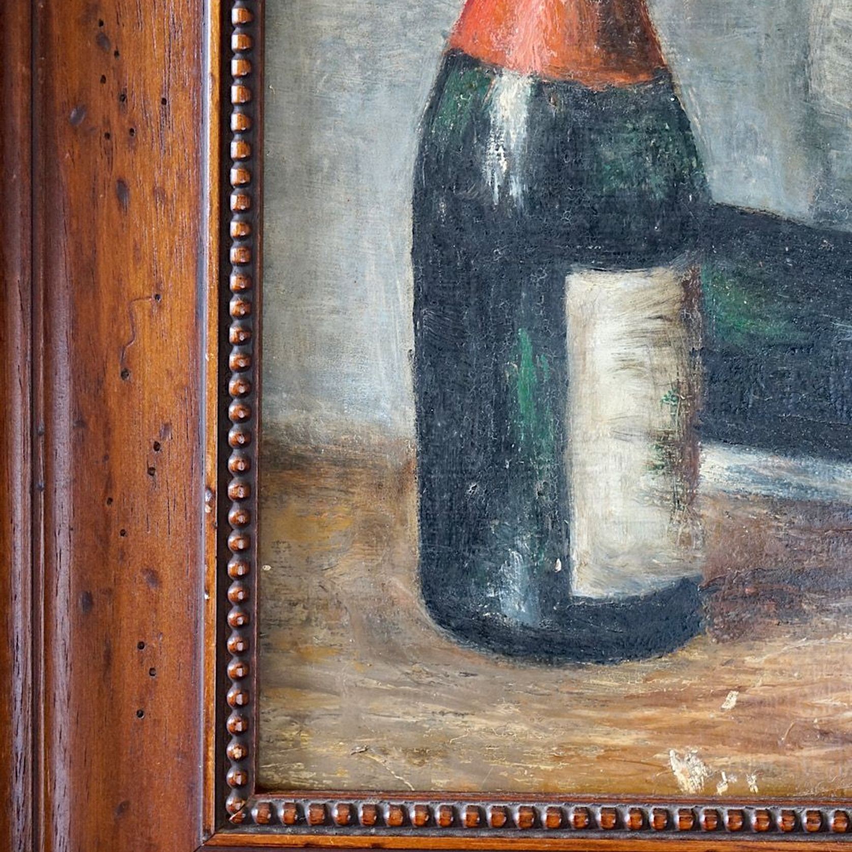 French Still-Life Oil Painting of Wine Bottles gallery detail image