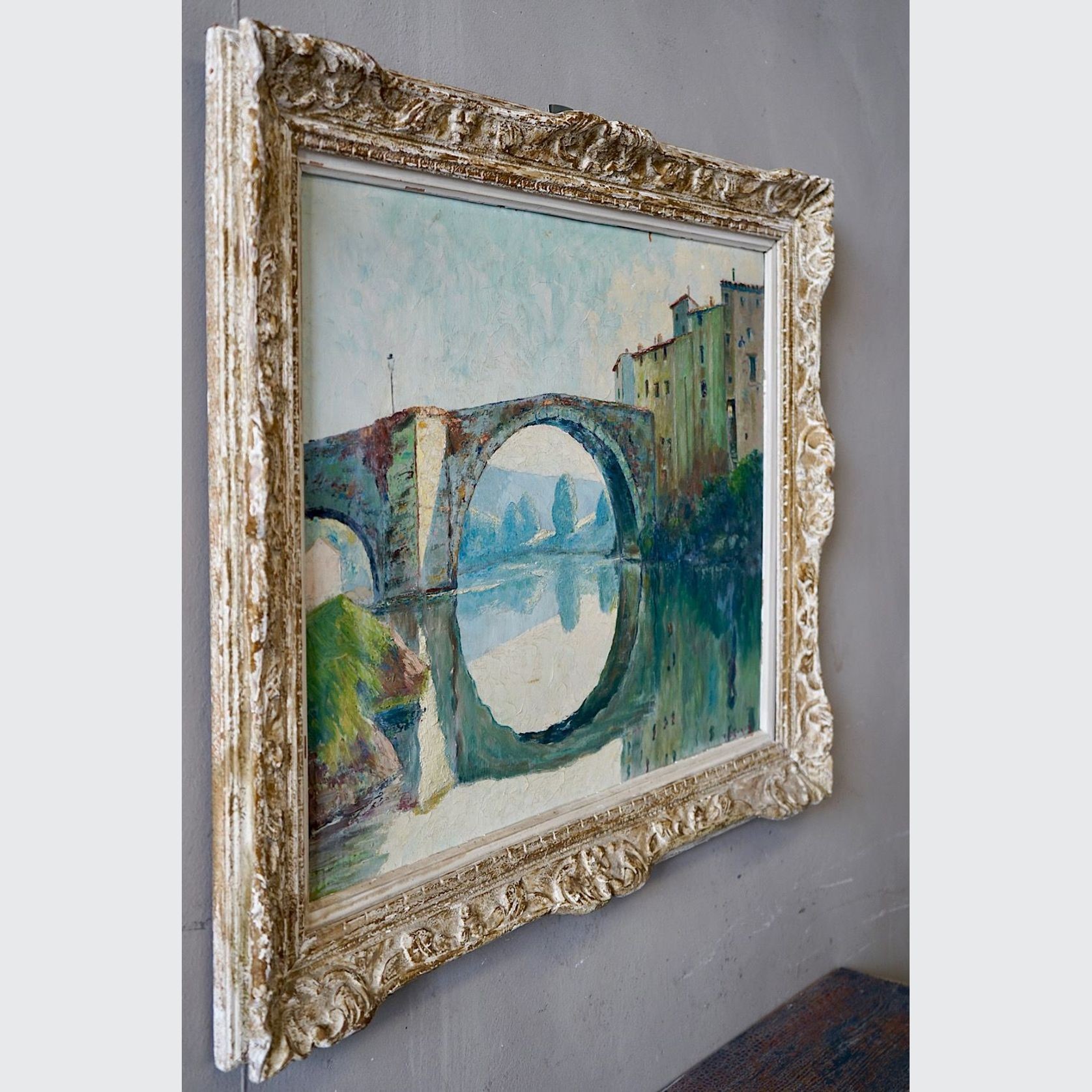 Oil Painting of a French Village Scene gallery detail image