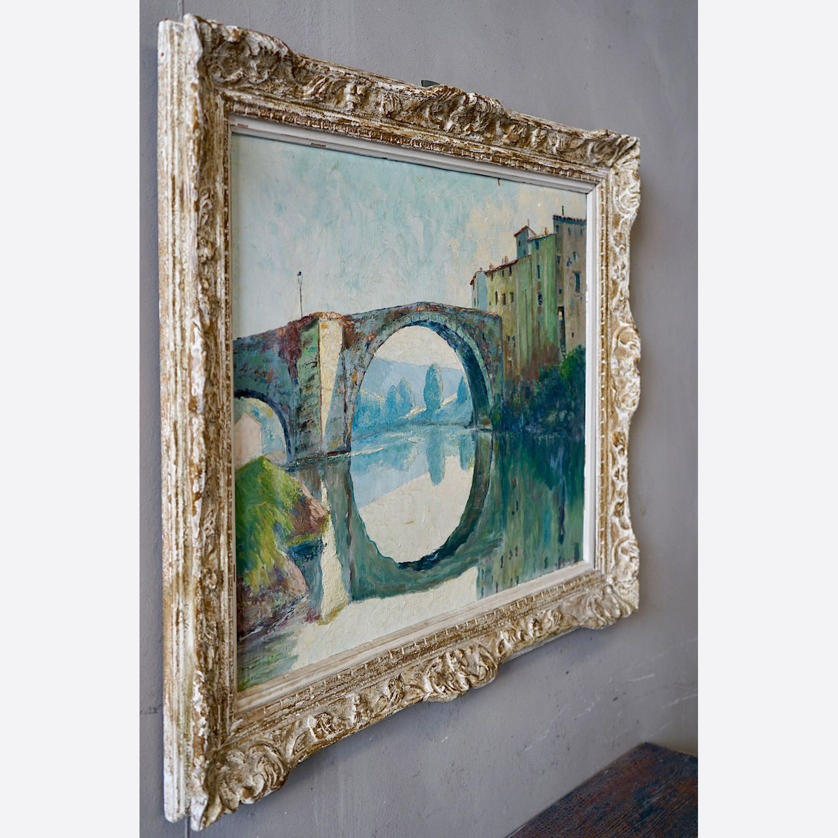 Oil Painting of a French Village Scene gallery detail image