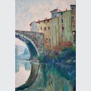 Oil Painting of a French Village Scene gallery detail image