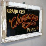 Painted Glass Champagne Sign gallery detail image