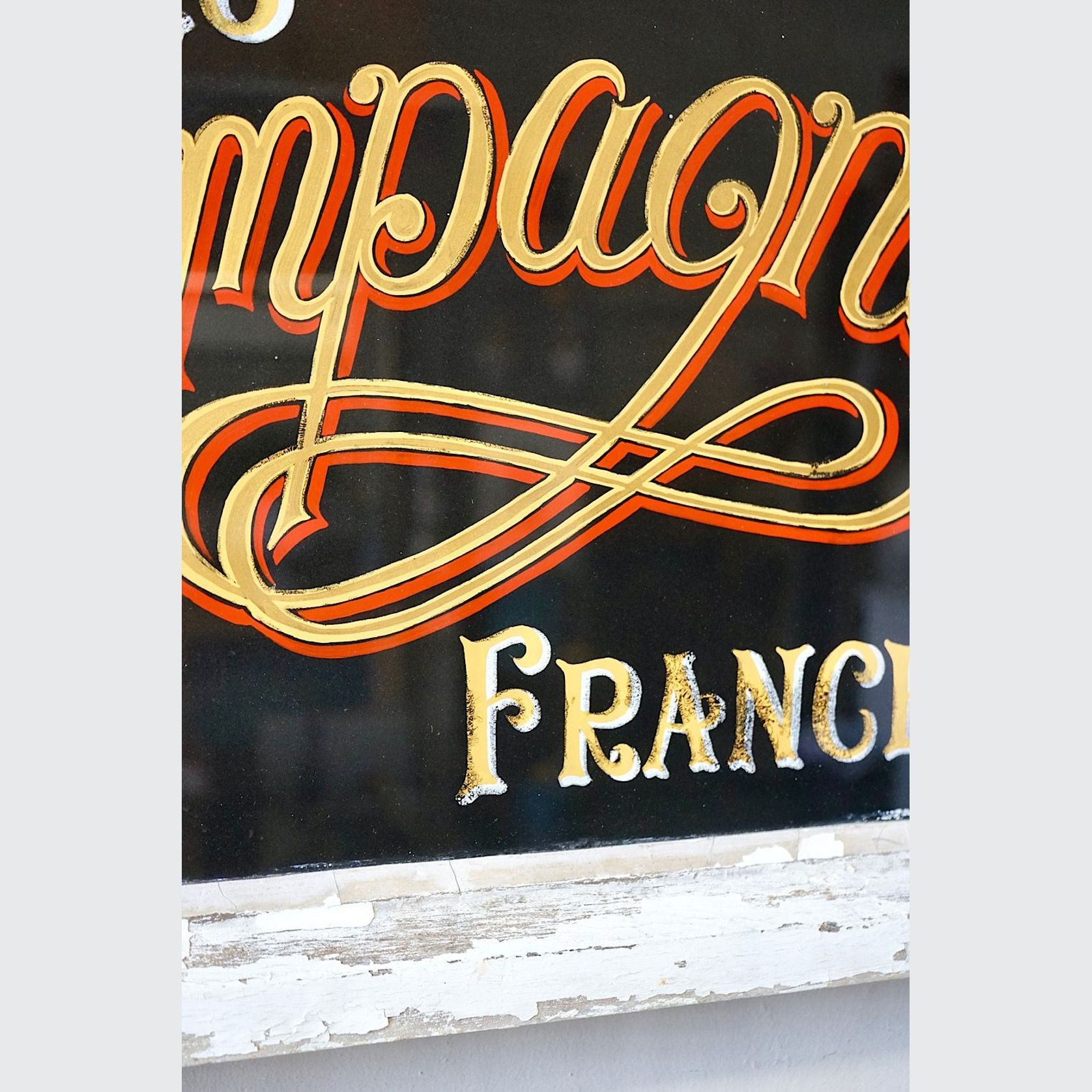 Painted Glass Champagne Sign gallery detail image