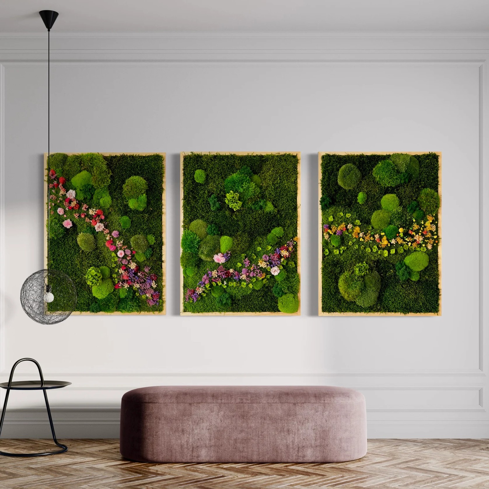 Moss Wall Art - Cascade of Flowers II gallery detail image