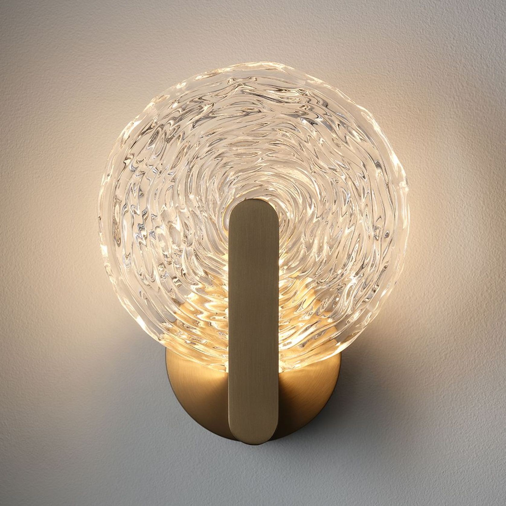 Goddess LED Glass Wall Light - 180mm in Aged Brass gallery detail image