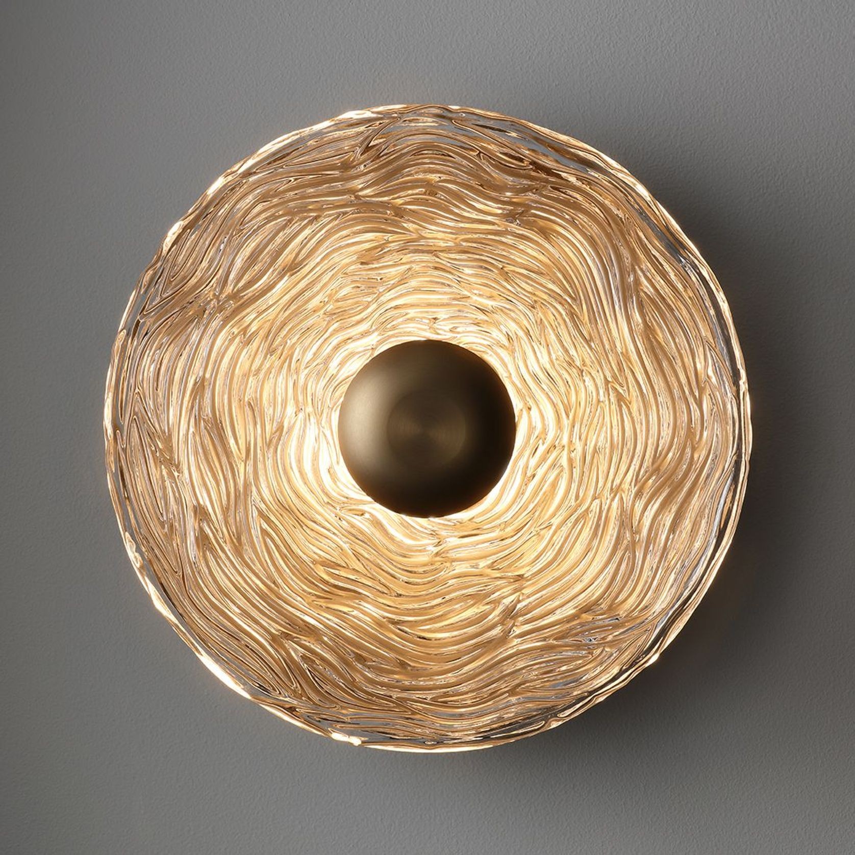 Goddess LED Glass Wall Light - 255mm in Aged Brass gallery detail image