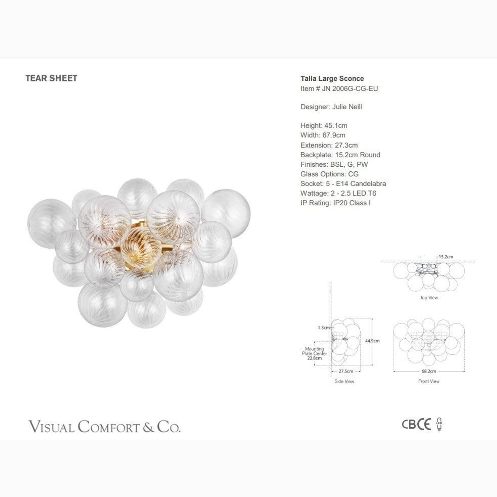 Visual Comfort Julie Neill Talia Large Sconce gallery detail image