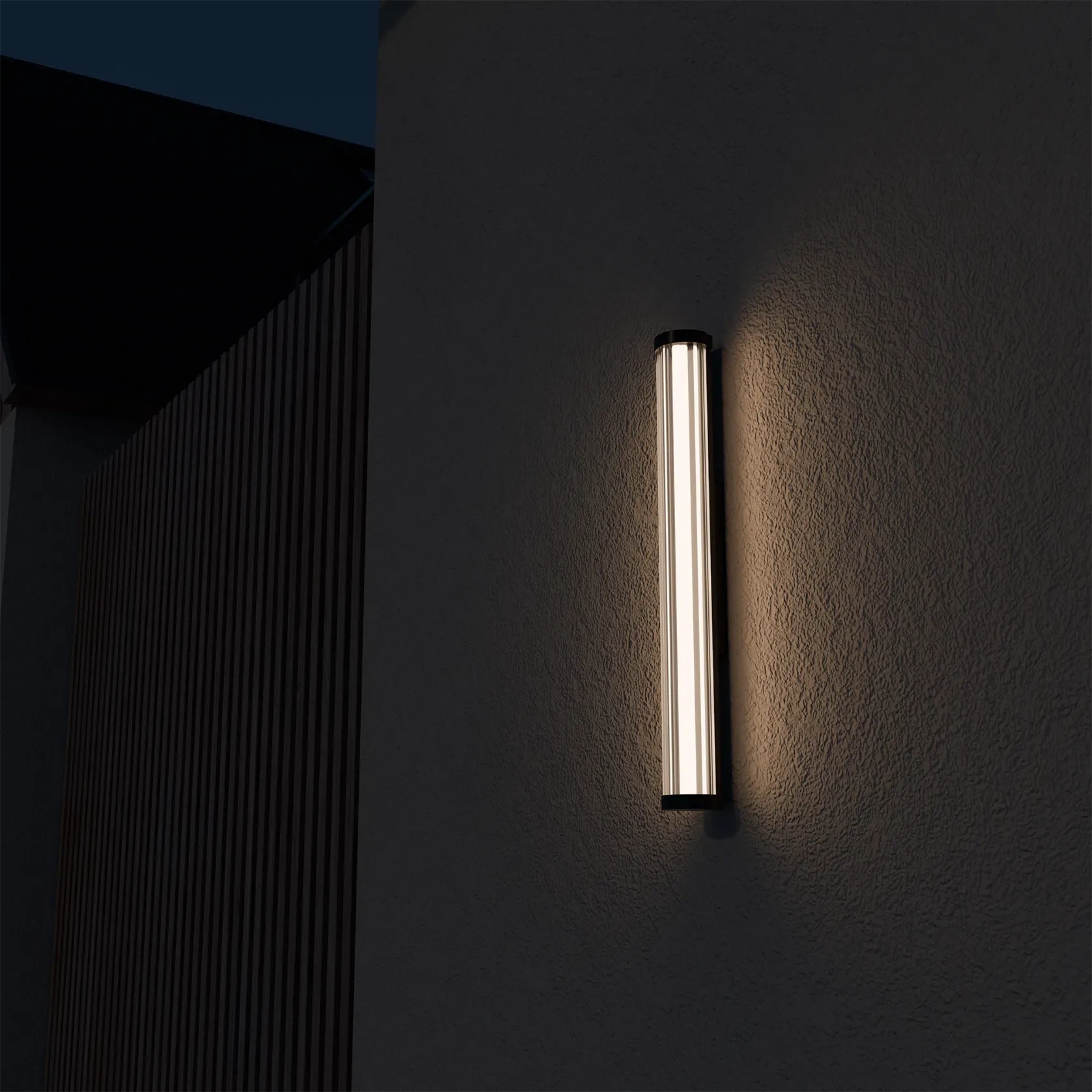 Junco IP65 Fluted Hand-Blown Glass LED Batten Light gallery detail image