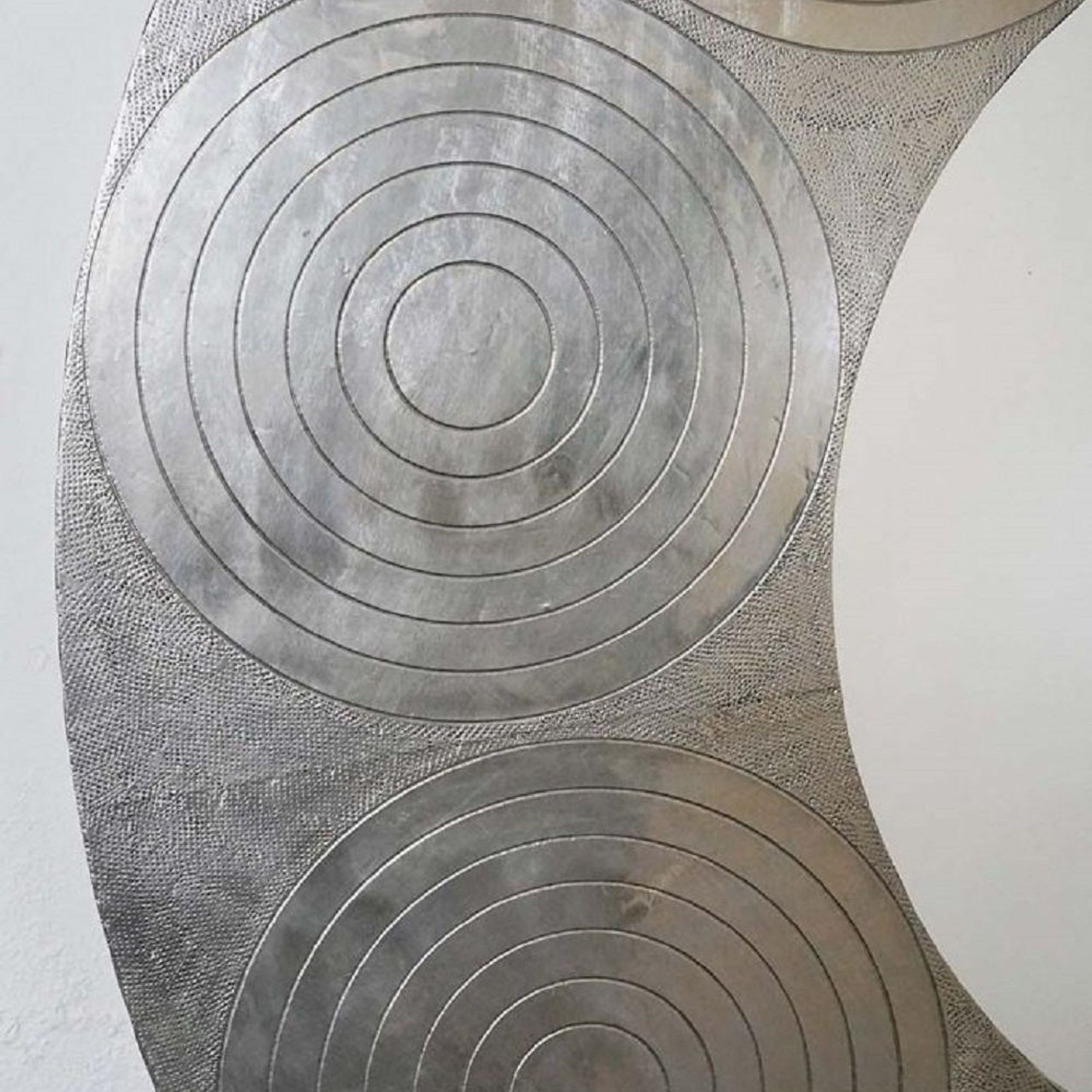 French Mid-Century Round Silver Mirror gallery detail image