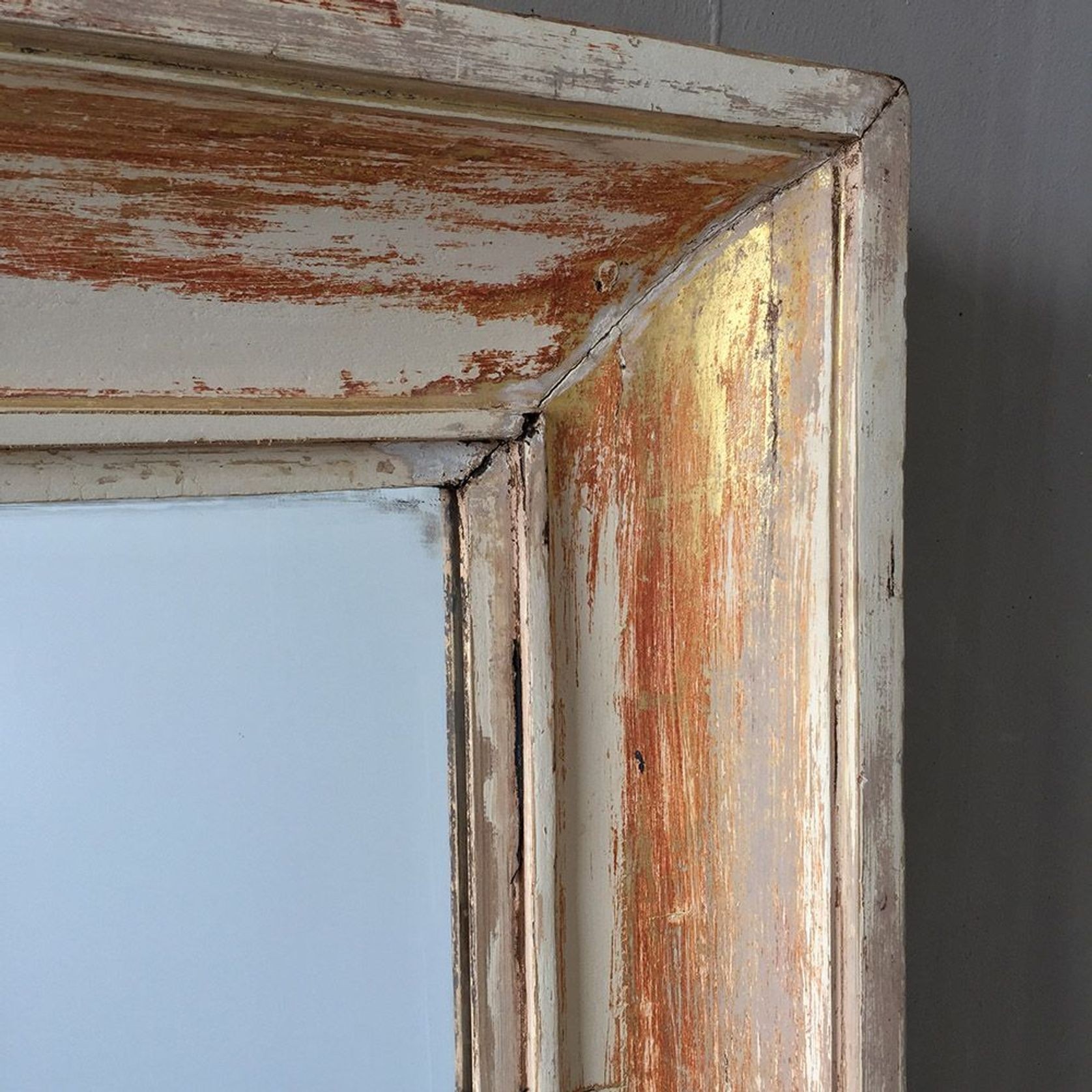 French Antique Mirror with Distressed Patina gallery detail image