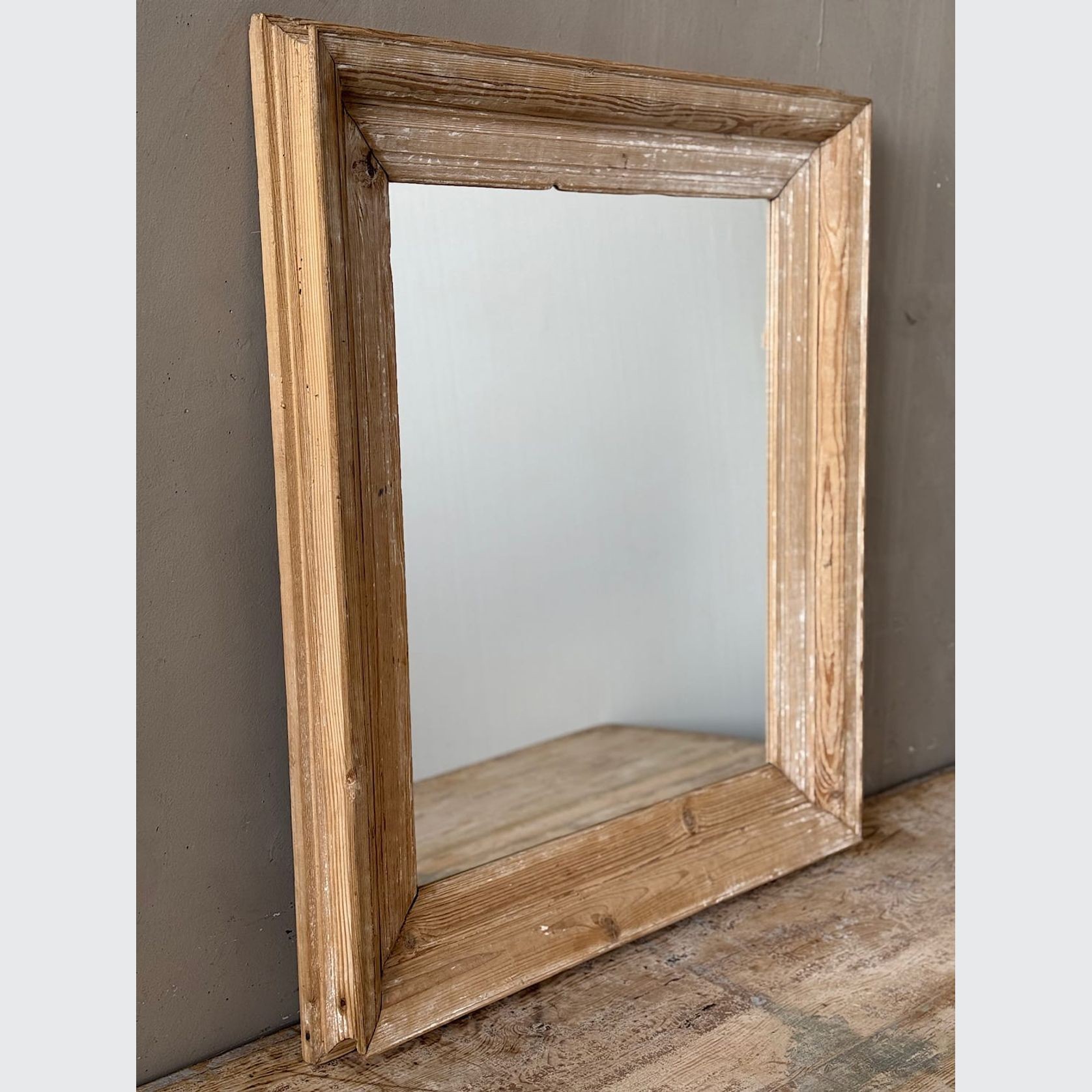 Antique French Mirror in Weathered Pine gallery detail image