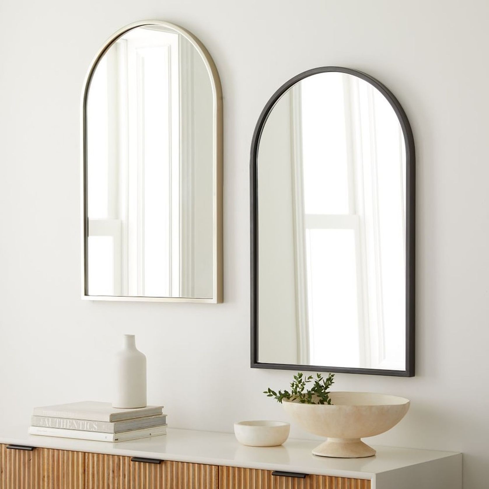 Metal Framed Arched Mirrors - Nickel gallery detail image