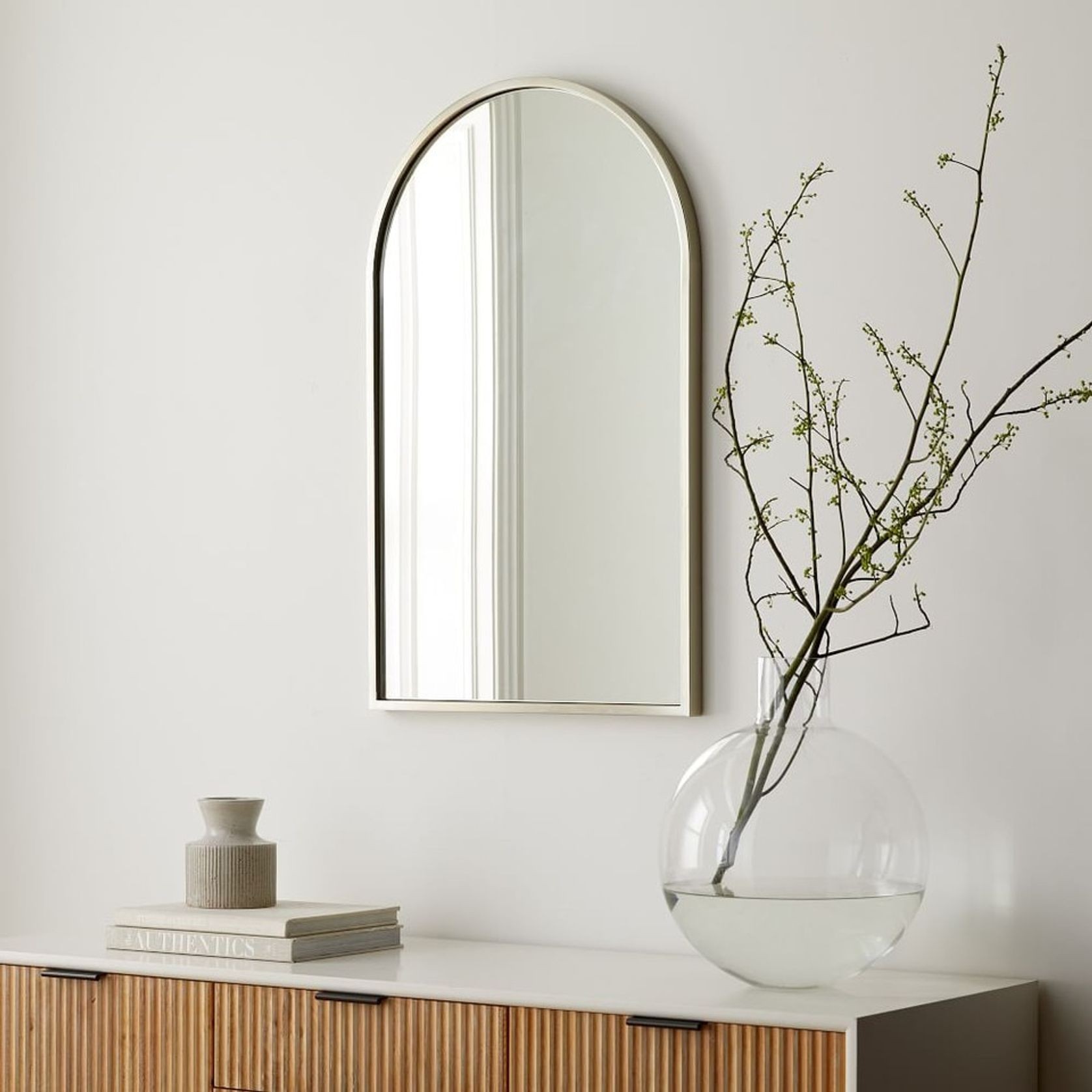 Metal Framed Arched Mirrors - Nickel gallery detail image