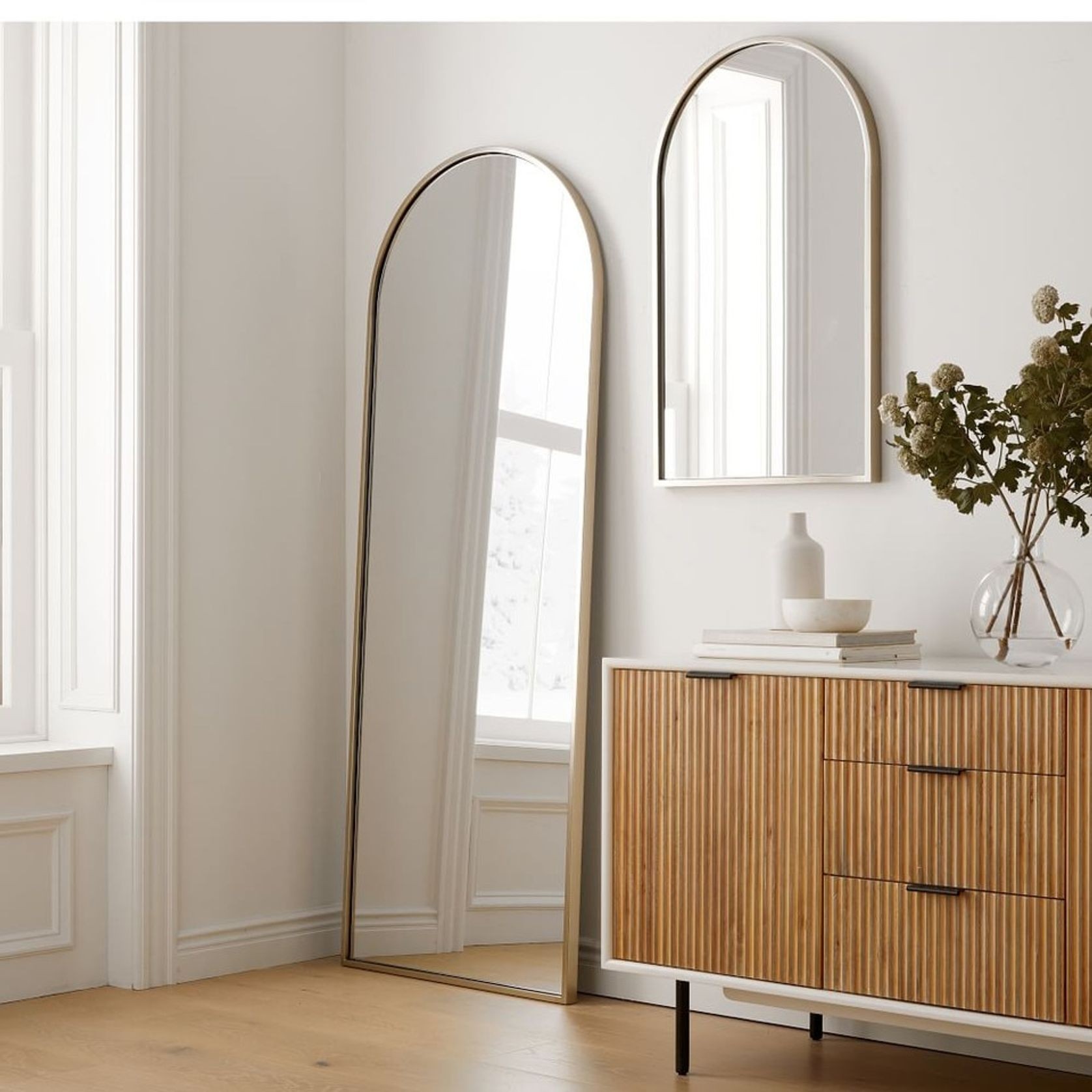 Metal Framed Arched Mirrors - Nickel gallery detail image